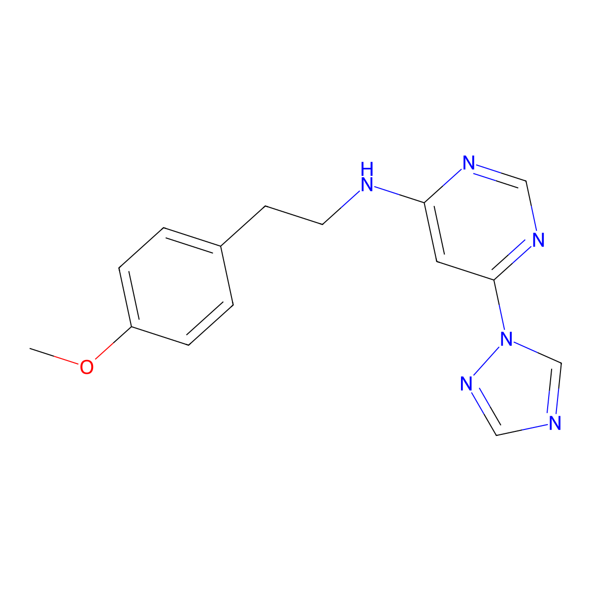 N-[2-(4-methoxyphenyl)ethyl]-6-(1H-1,2,4-triazol-1-yl)pyrimidin-4-amine molecular structure, CAS 2640963-47-7