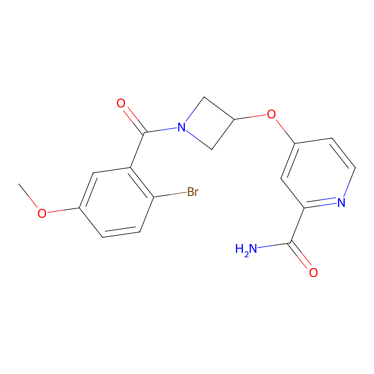 4-{[1-(2-Bromo-5-methoxybenzoyl)azetidin-3-yl]oxy}pyridine-2-carboxamide molecular structure, CAS 2640963-51-3