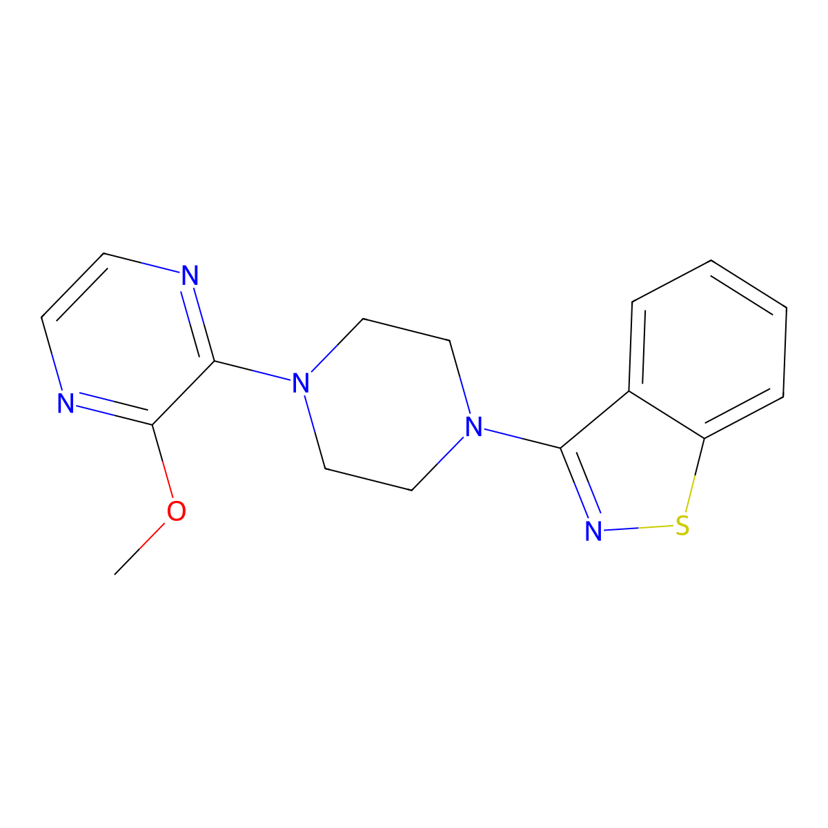 3-[4-(3-Methoxypyrazin-2-yl)piperazin-1-yl]-1,2-benzothiazole molecular structure, CAS 2640963-53-5