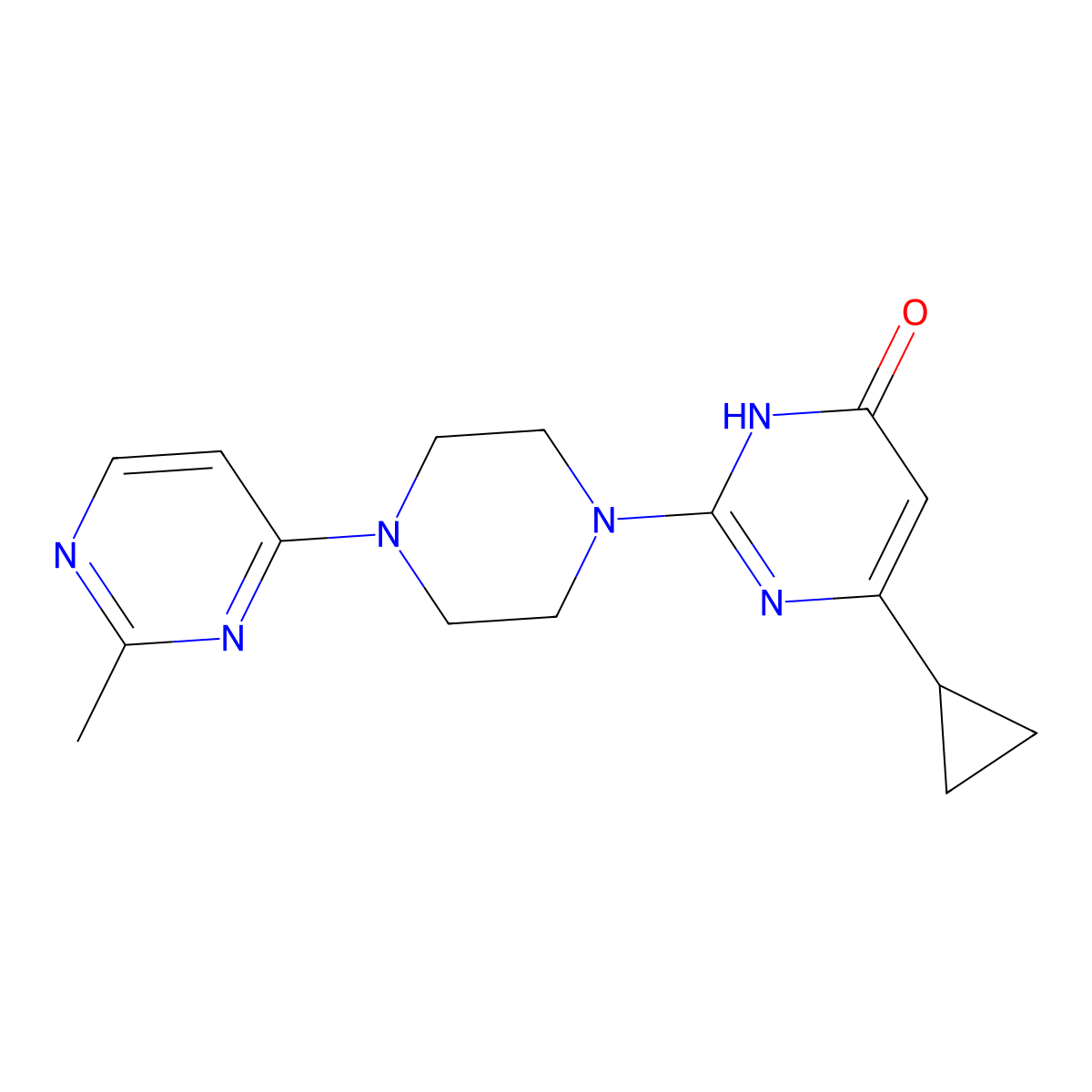 6-Cyclopropyl-2-[4-(2-methylpyrimidin-4-yl)piperazin-1-yl]-3,4-dihydropyrimidin-4-one molecular structure, CAS 2640963-61-5