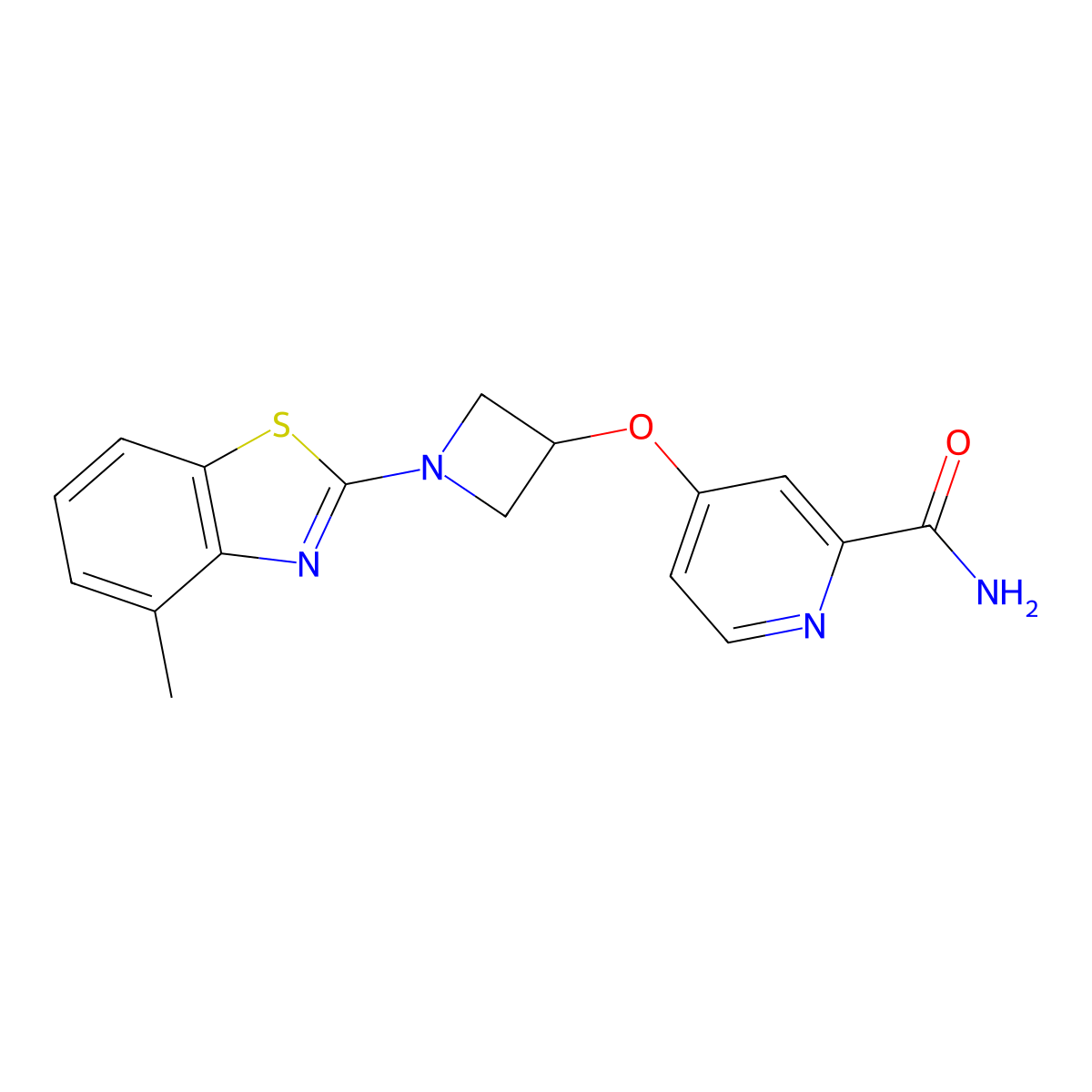 4-{[1-(4-Methyl-1,3-benzothiazol-2-yl)azetidin-3-yl]oxy}pyridine-2-carboxamide molecular structure, CAS 2640963-66-0