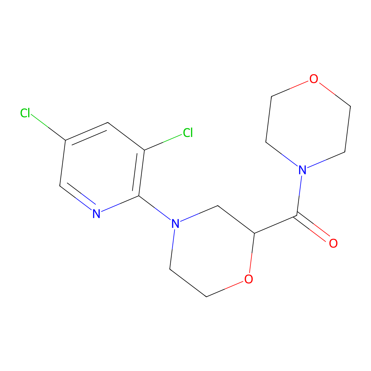 4-(3,5-Dichloropyridin-2-yl)-2-(morpholine-4-carbonyl)morpholine molecular structure, CAS 2640963-78-4