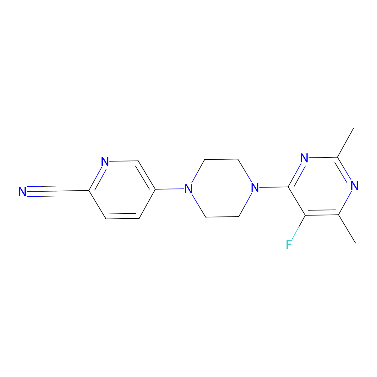 5-[4-(5-Fluoro-2,6-dimethylpyrimidin-4-yl)piperazin-1-yl]pyridine-2-carbonitrile molecular structure, CAS 2640963-84-2
