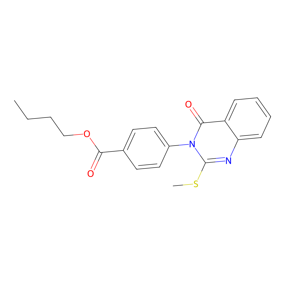 Butyl 4-[2-(methylsulfanyl)-4-oxo-3,4-dihydroquinazolin-3-yl]benzoate molecular structure, CAS 2640963-87-5