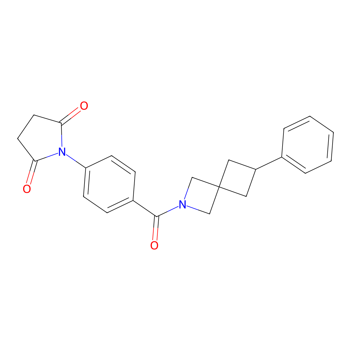 1-(4-{6-Phenyl-2-azaspiro[3.3]heptane-2-carbonyl}phenyl)pyrrolidine-2,5-dione molecular structure, CAS 2640963-88-6