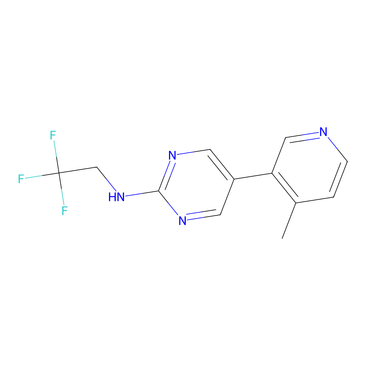 5-(4-methylpyridin-3-yl)-N-(2,2,2-trifluoroethyl)pyrimidin-2-amine molecular structure, CAS 2640963-91-1
