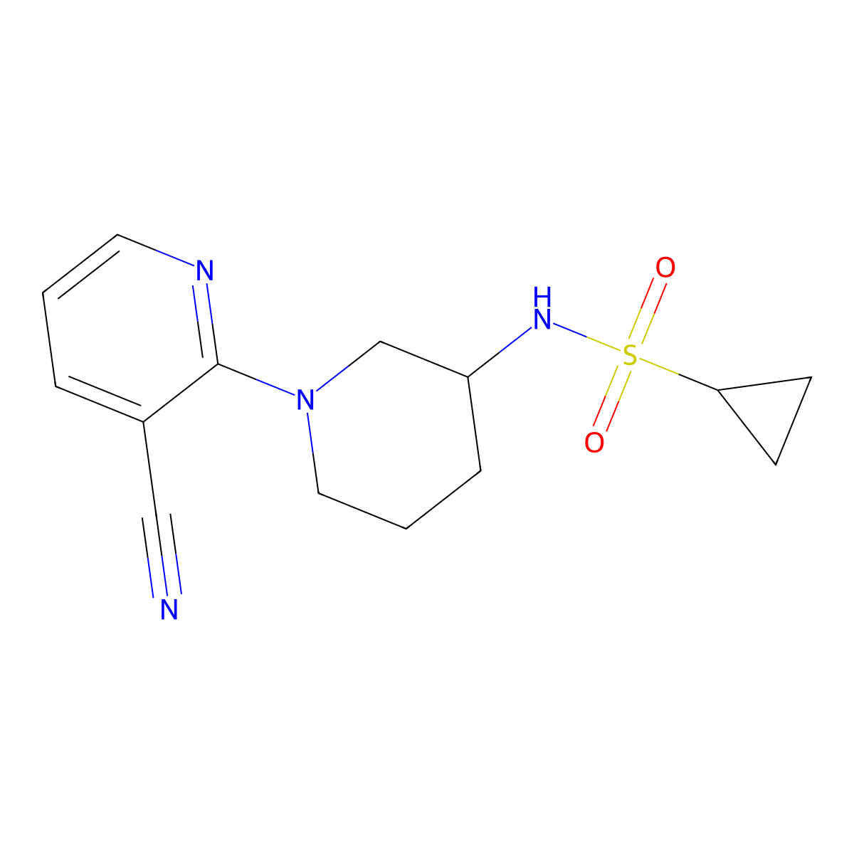 N-[1-(3-cyanopyridin-2-yl)piperidin-3-yl]cyclopropanesulfonamide molecular structure, CAS 2640963-93-3