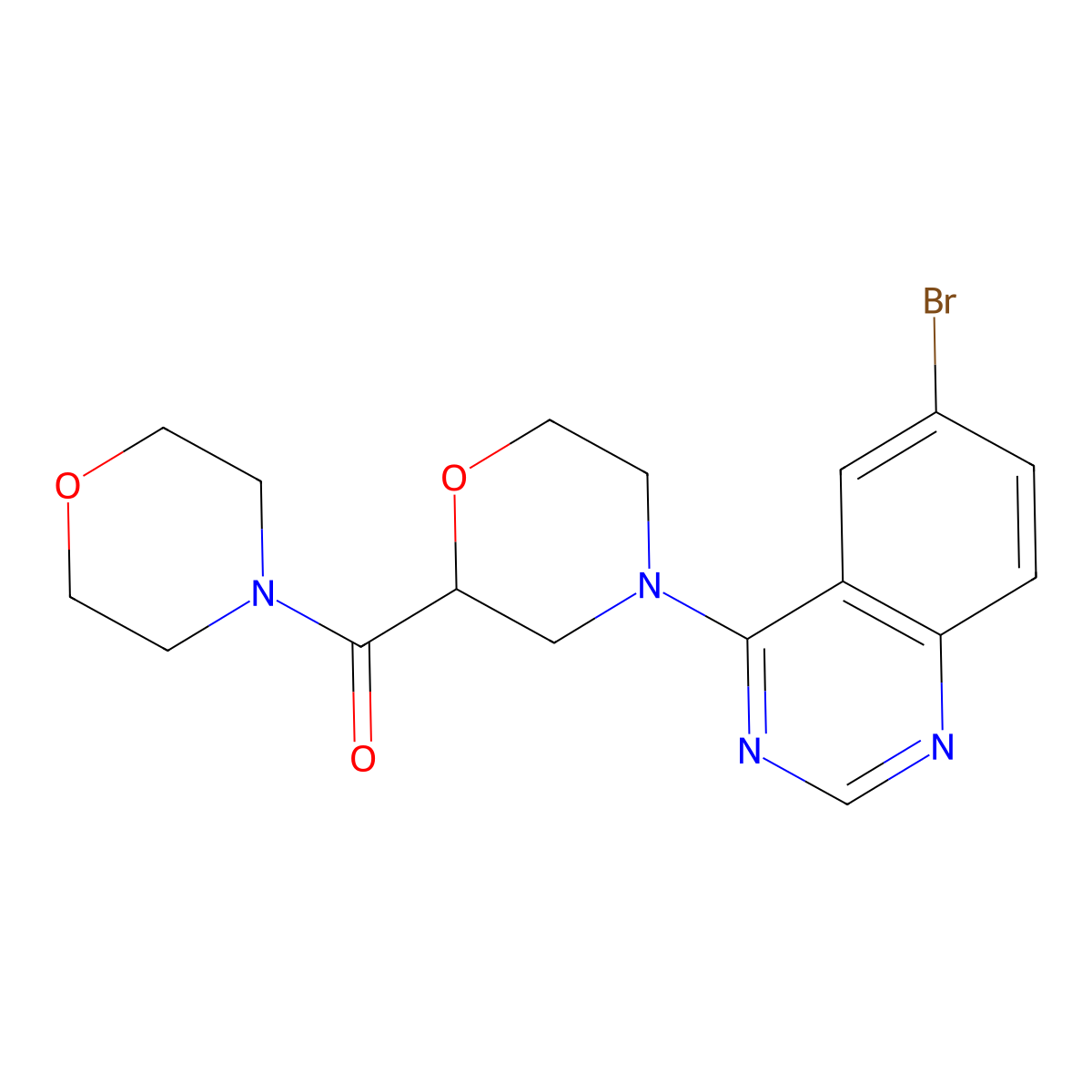 6-Bromo-4-[2-(morpholine-4-carbonyl)morpholin-4-yl]quinazoline molecular structure, CAS 2640964-00-5