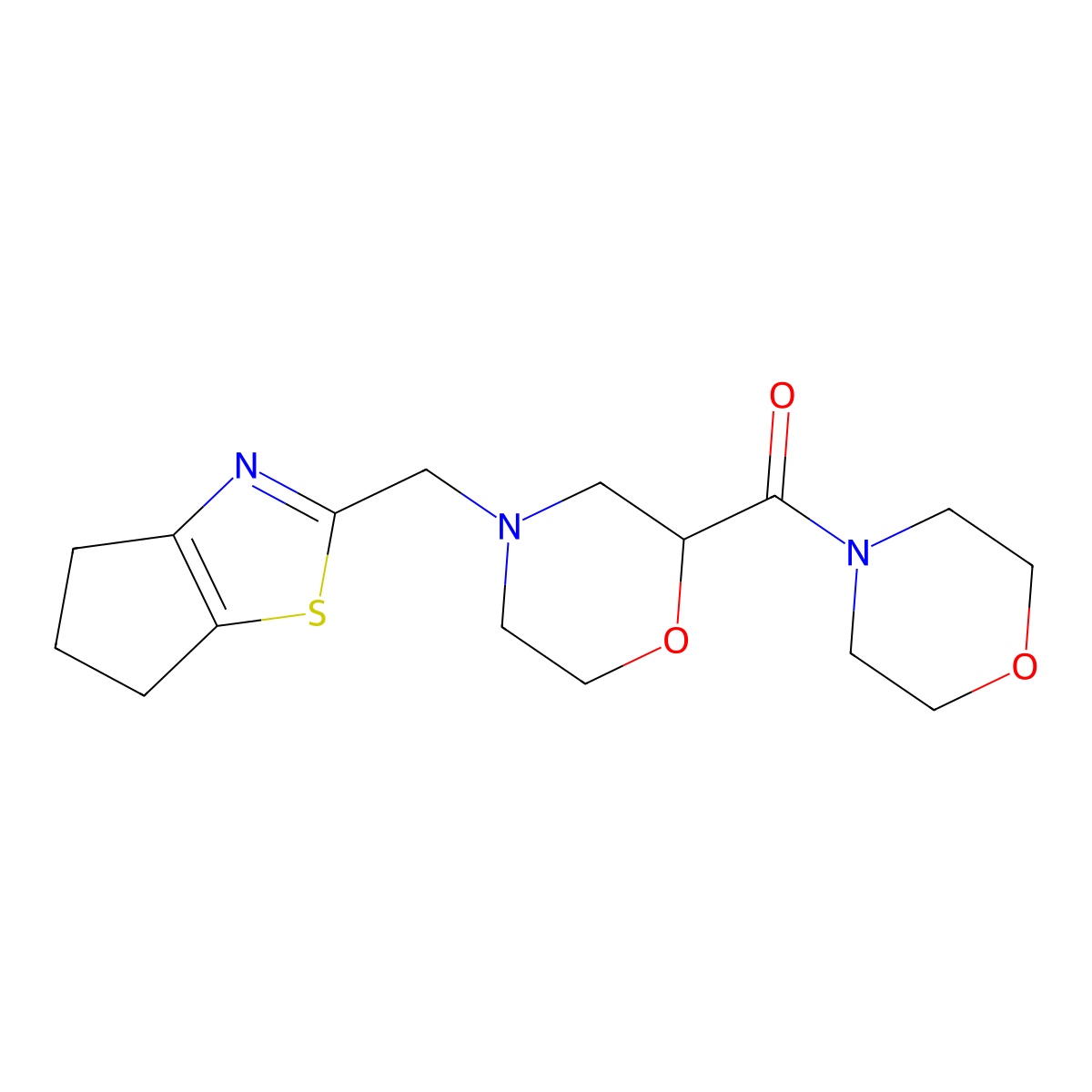 4-({4H,5H,6H-cyclopenta[d][1,3]thiazol-2-yl}methyl)-2-(morpholine-4-carbonyl)morpholine molecular structure, CAS 2640964-01-6