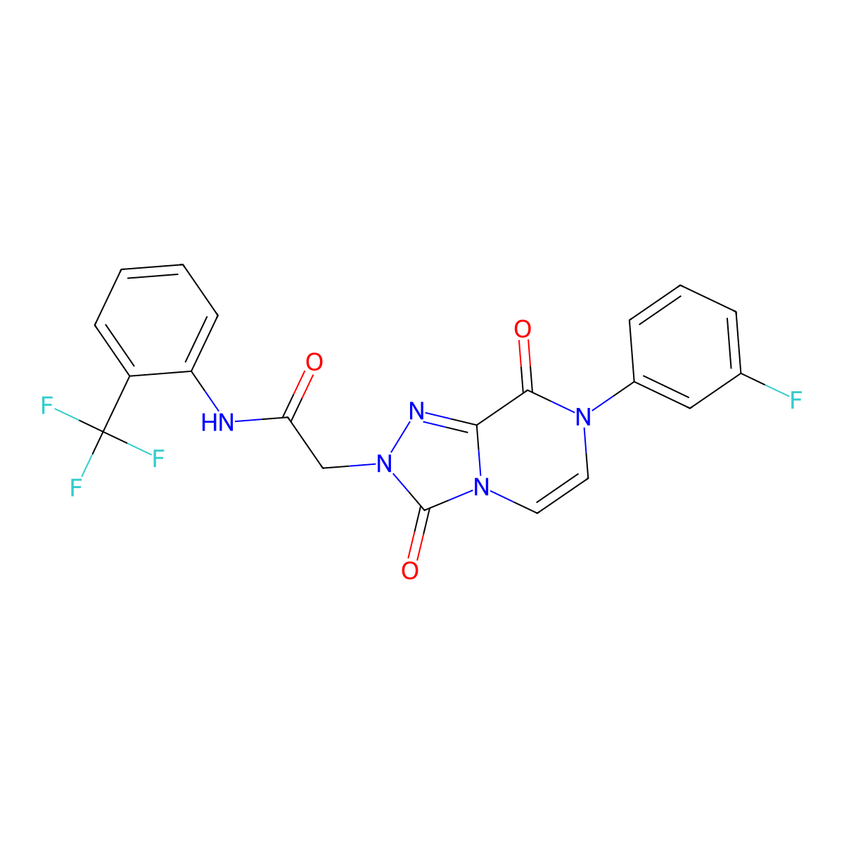 2-[7-(3-fluorophenyl)-3,8-dioxo-2H,3H,7H,8H-[1,2,4]triazolo[4,3-a]pyrazin-2-yl]-N-[2-(trifluoromethyl)phenyl]acetamide molecular structure, CAS 2640964-12-9