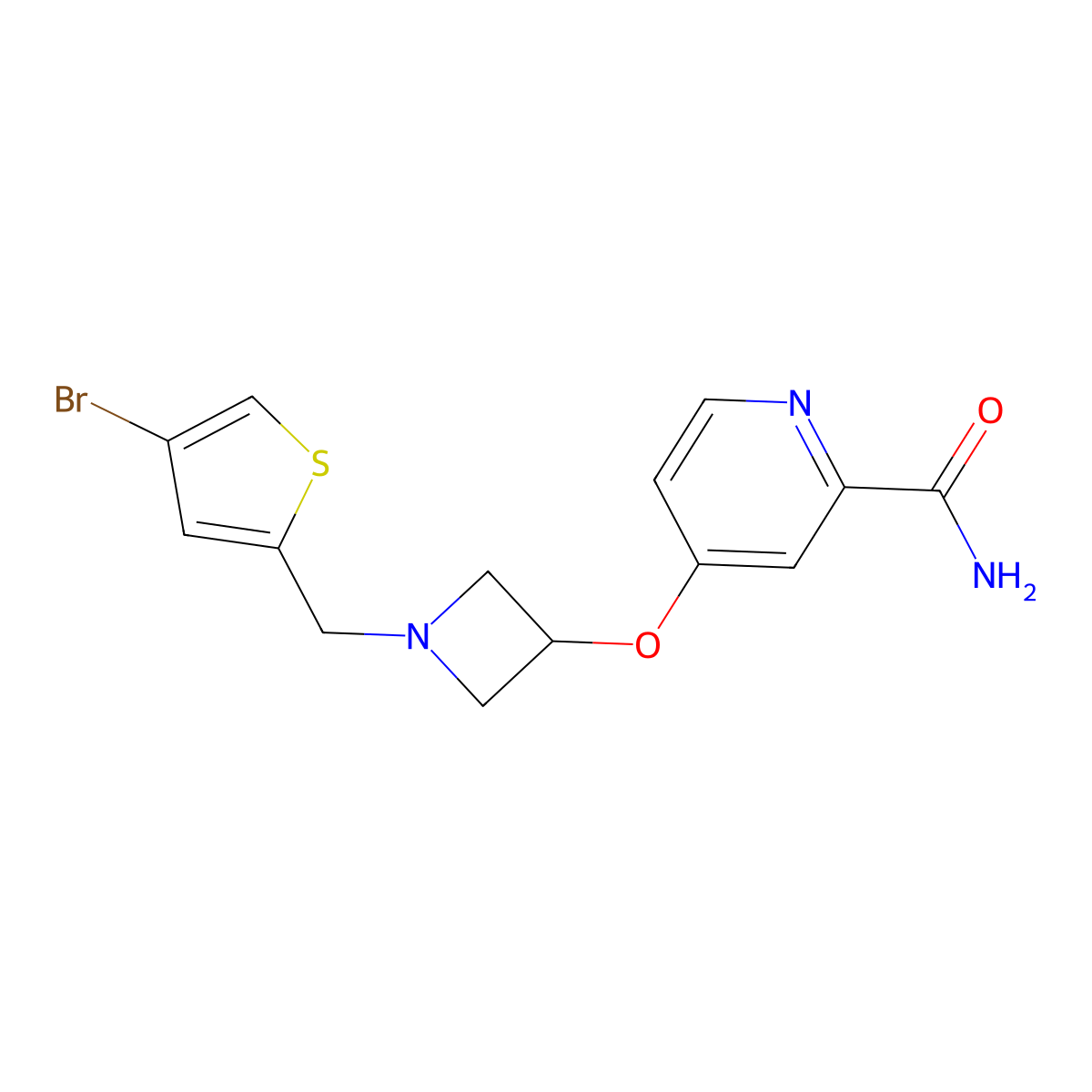 4-({1-[(4-Bromothiophen-2-yl)methyl]azetidin-3-yl}oxy)pyridine-2-carboxamide molecular structure, CAS 2640964-13-0