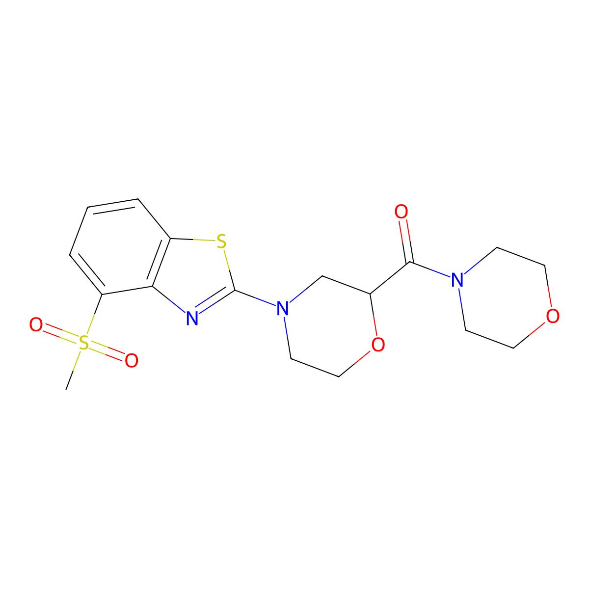 4-Methanesulfonyl-2-[2-(morpholine-4-carbonyl)morpholin-4-yl]-1,3-benzothiazole molecular structure, CAS 2640964-15-2