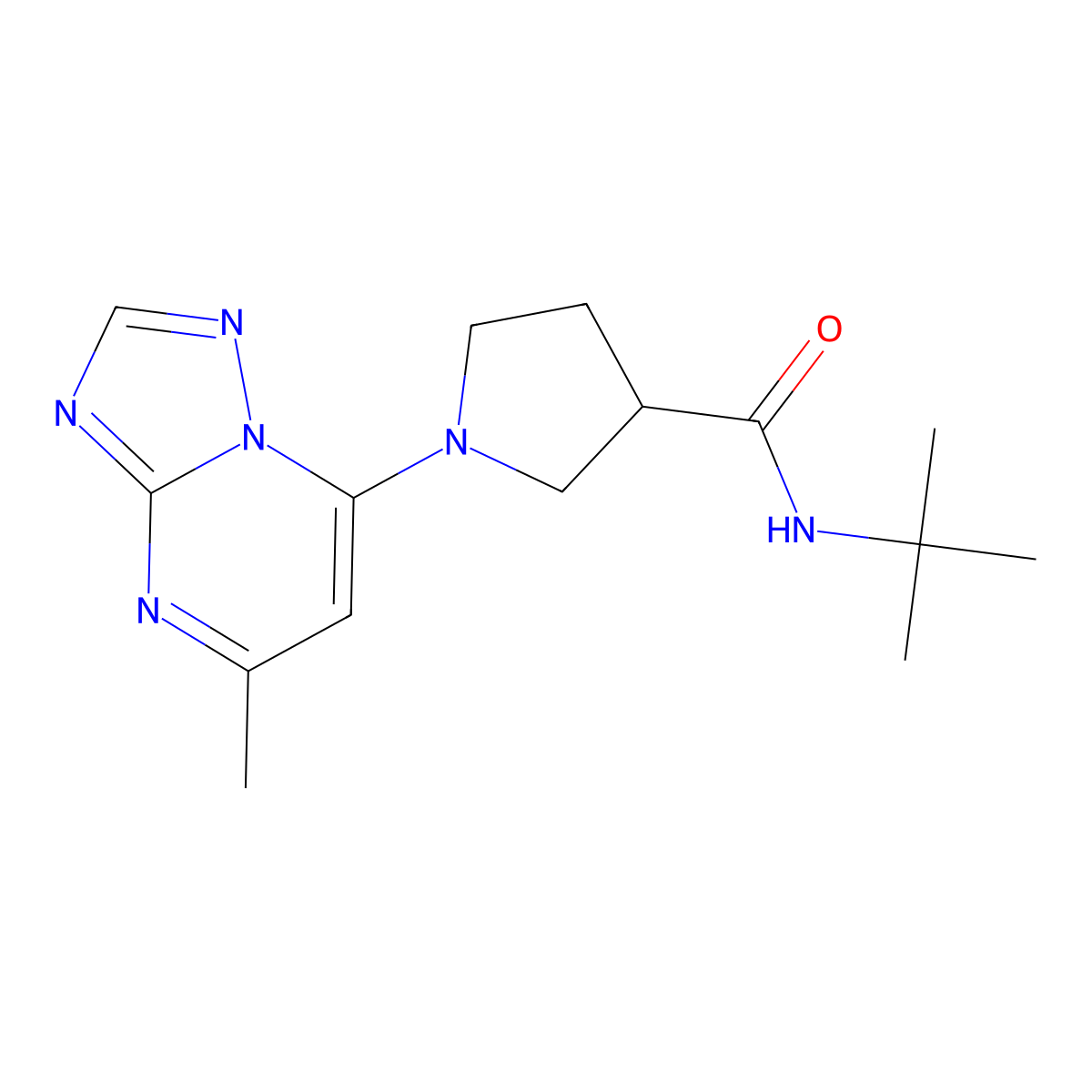 N-tert-butyl-1-{5-methyl-[1,2,4]triazolo[1,5-a]pyrimidin-7-yl}pyrrolidine-3-carboxamide molecular structure, CAS 2640964-17-4