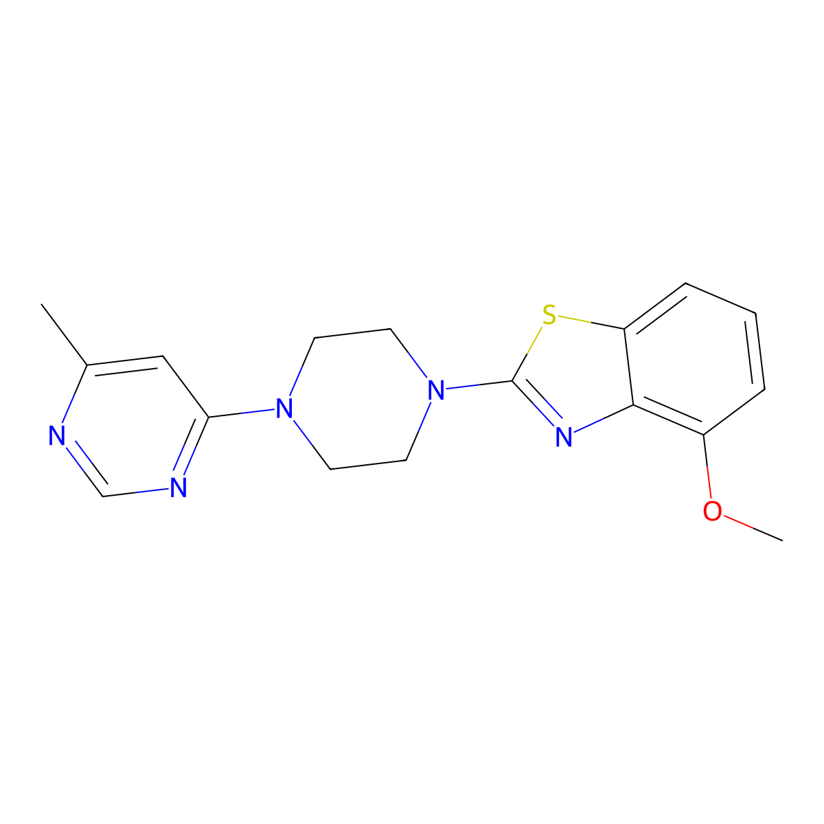 4-Methoxy-2-[4-(6-methylpyrimidin-4-yl)piperazin-1-yl]-1,3-benzothiazole molecular structure, CAS 2640964-28-7