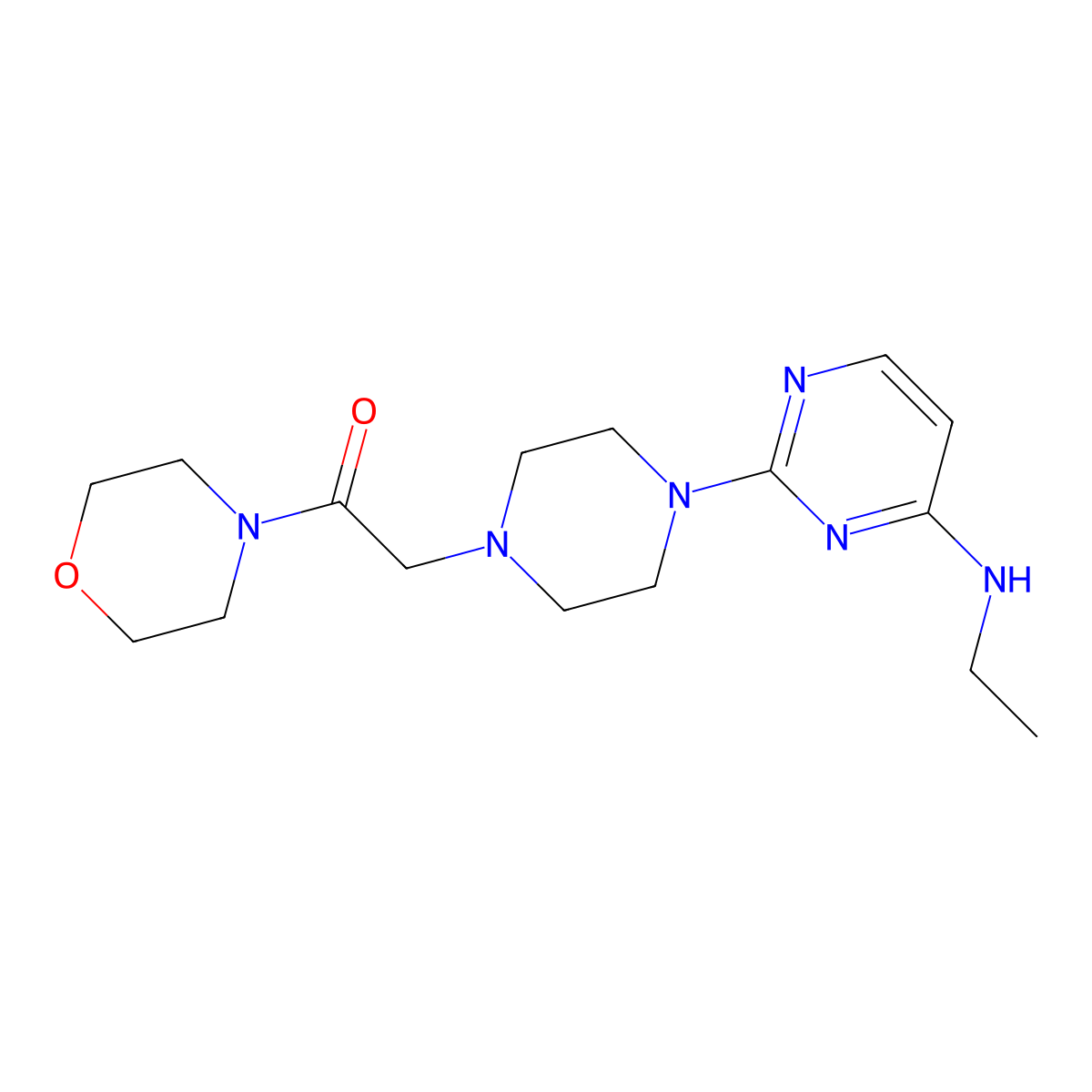 2-{4-[4-(Ethylamino)pyrimidin-2-yl]piperazin-1-yl}-1-(morpholin-4-yl)ethan-1-one molecular structure, CAS 2640964-29-8