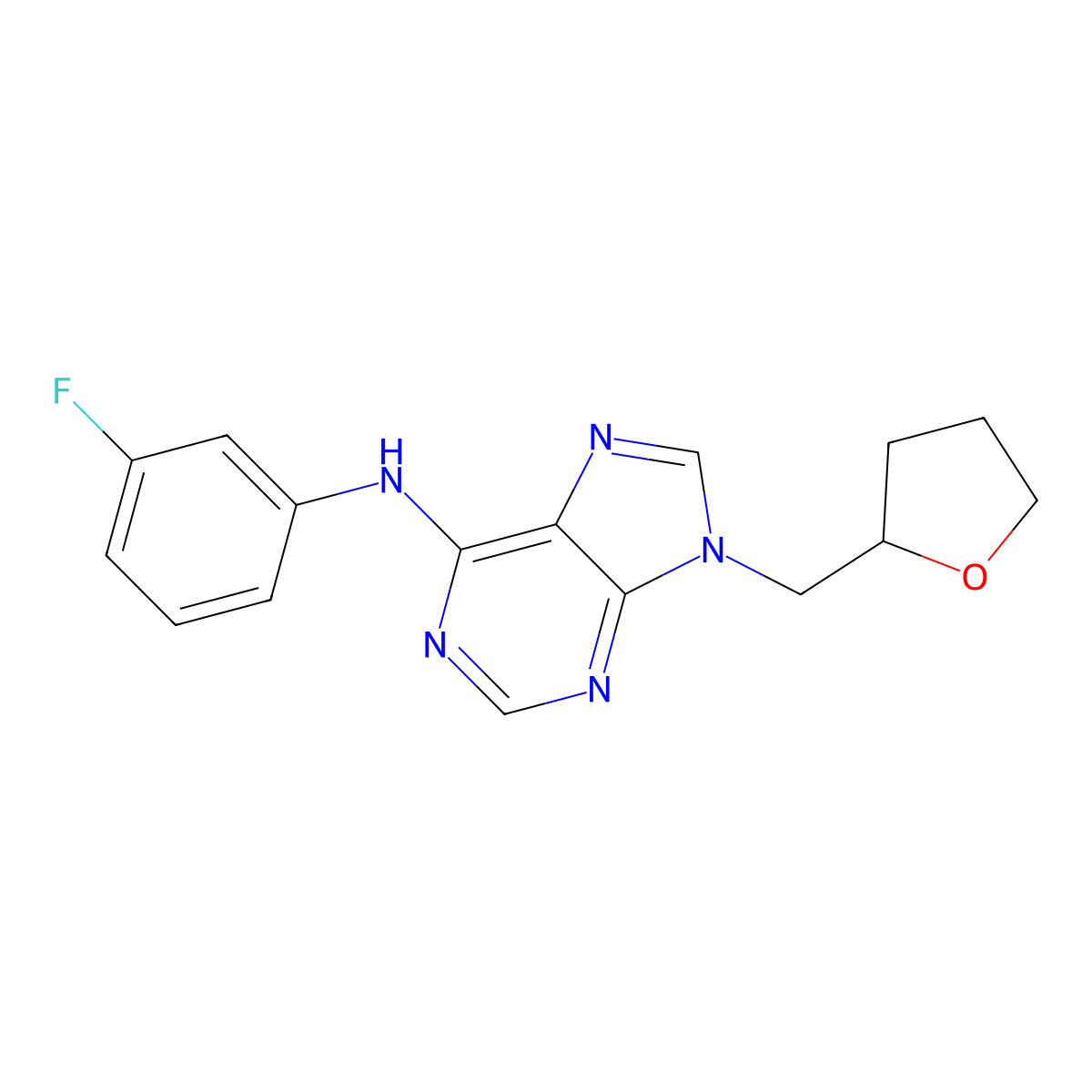 N-(3-fluorophenyl)-9-[(oxolan-2-yl)methyl]-9H-purin-6-amine molecular structure, CAS 2640964-30-1