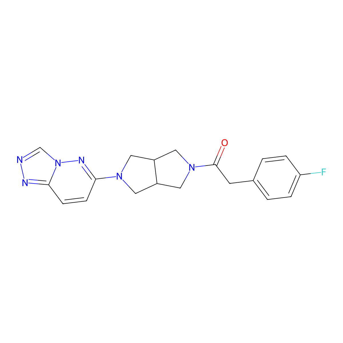 2-(4-Fluorophenyl)-1-(5-{[1,2,4]triazolo[4,3-b]pyridazin-6-yl}-octahydropyrrolo[3,4-c]pyrrol-2-yl)ethan-1-one molecular structure, CAS 2640964-46-9