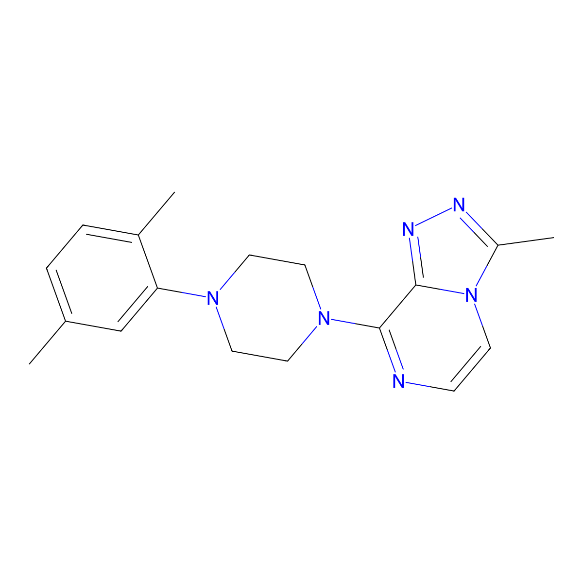1-(2,5-Dimethylphenyl)-4-{3-methyl-[1,2,4]triazolo[4,3-a]pyrazin-8-yl}piperazine molecular structure, CAS 2640964-51-6