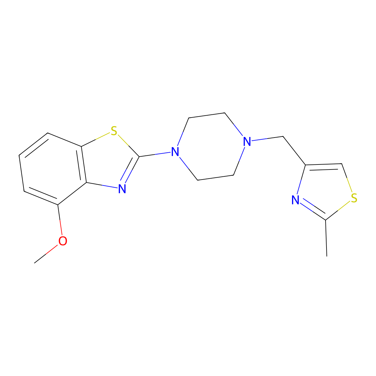 4-Methoxy-2-{4-[(2-methyl-1,3-thiazol-4-yl)methyl]piperazin-1-yl}-1,3-benzothiazole molecular structure, CAS 2640964-52-7