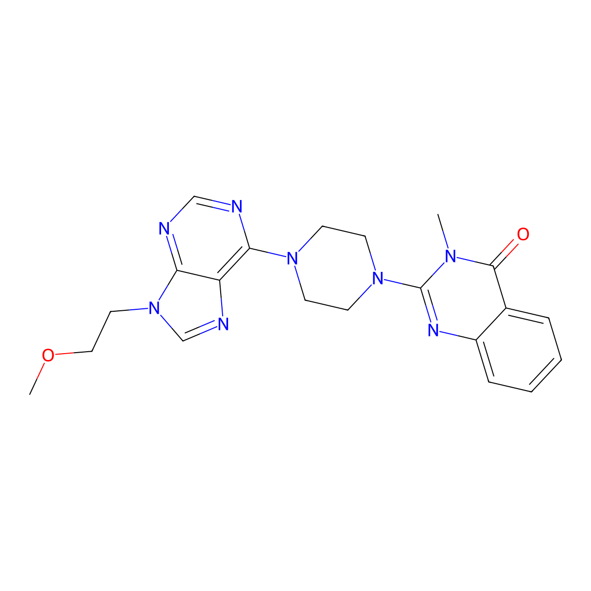 2-{4-[9-(2-methoxyethyl)-9H-purin-6-yl]piperazin-1-yl}-3-methyl-3,4-dihydroquinazolin-4-one molecular structure, CAS 2640964-56-1