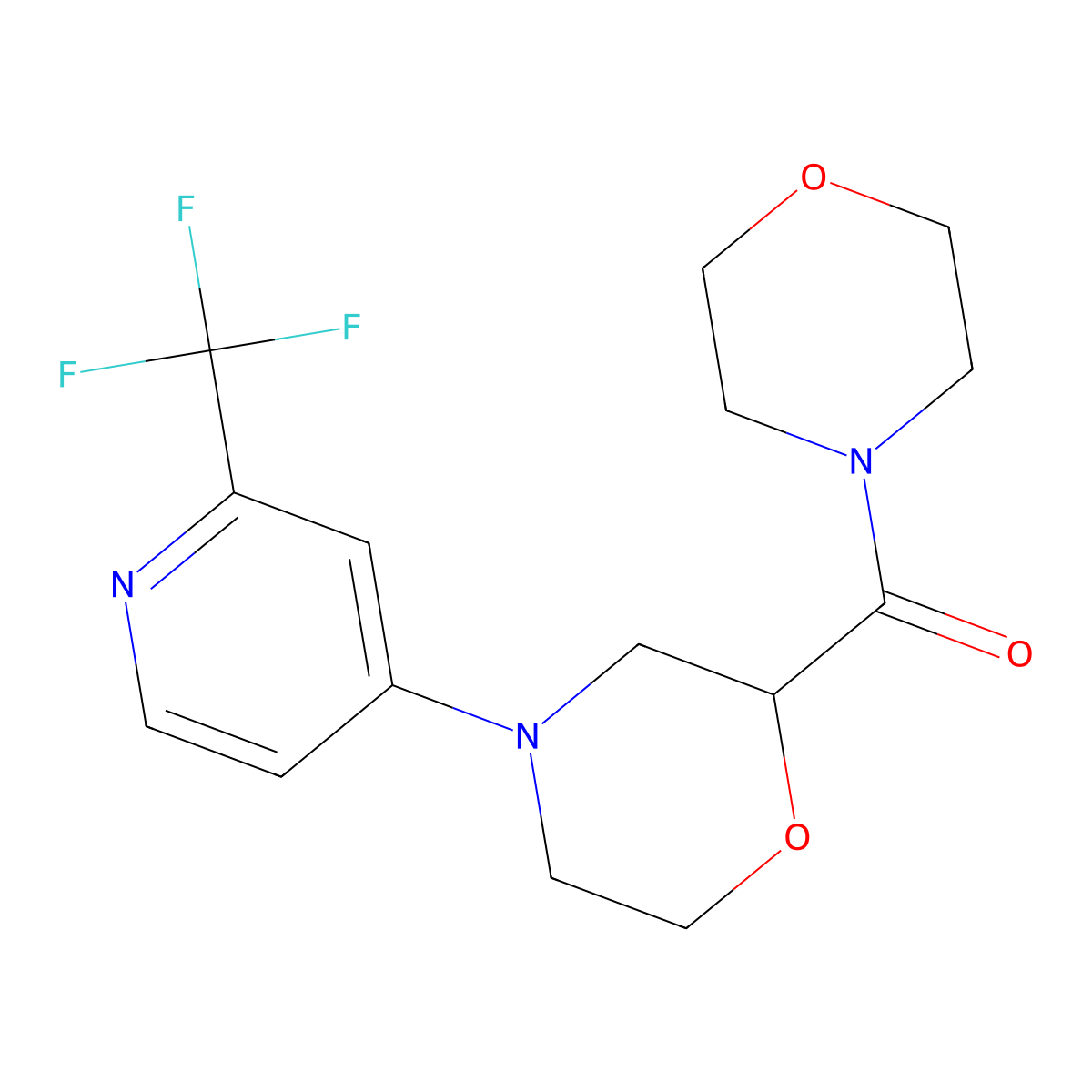 2-(Morpholine-4-carbonyl)-4-[2-(trifluoromethyl)pyridin-4-yl]morpholine molecular structure, CAS 2640964-60-7