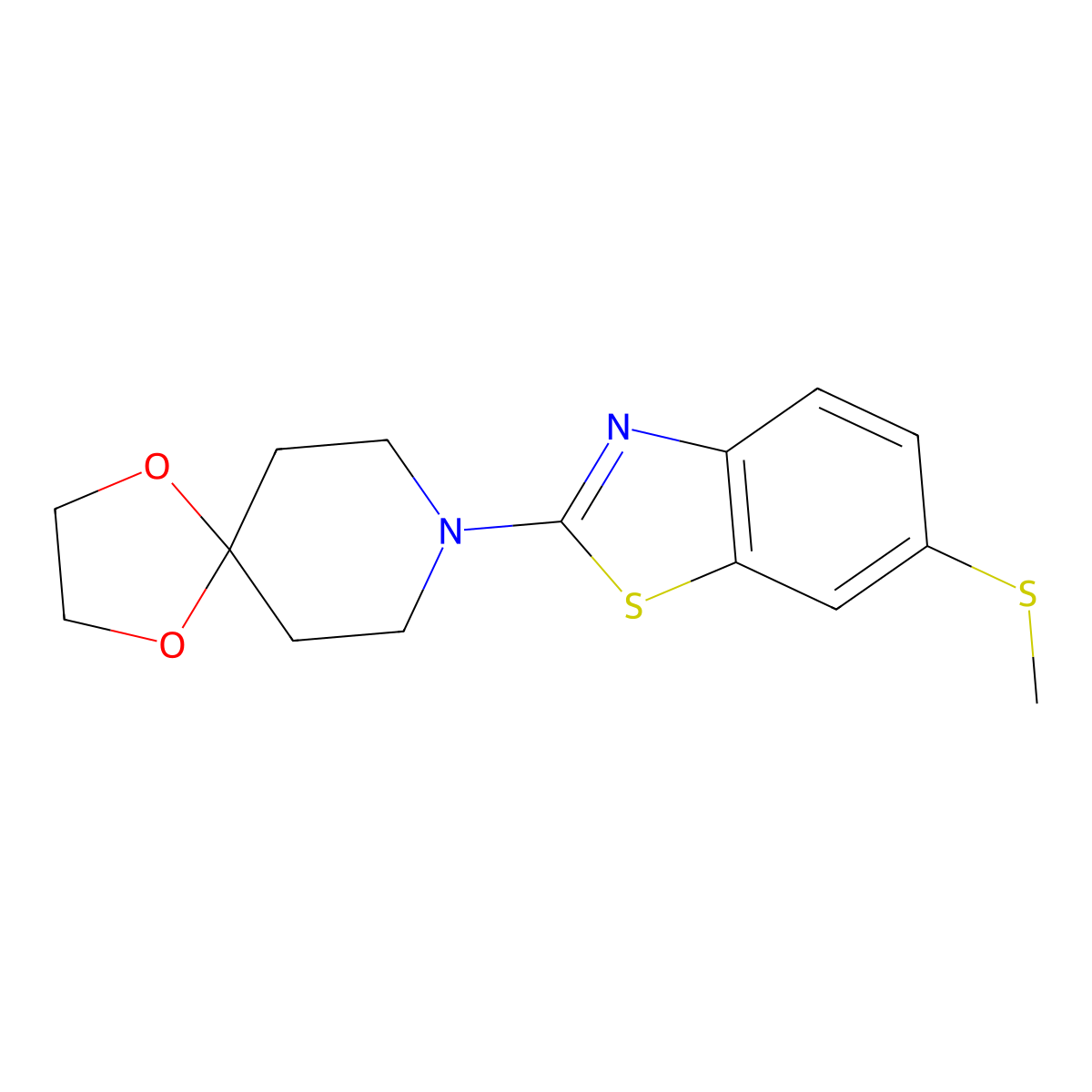 8-[6-(Methylsulfanyl)-1,3-benzothiazol-2-yl]-1,4-dioxa-8-azaspiro[4.5]decane molecular structure, CAS 2640964-62-9