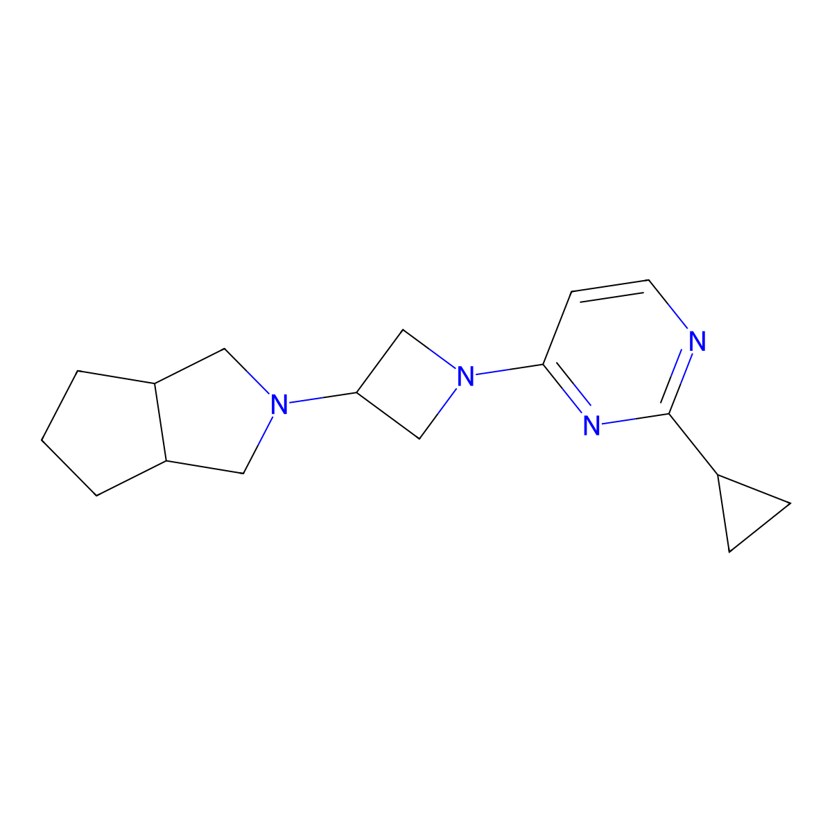 2-Cyclopropyl-4-(3-{octahydrocyclopenta[c]pyrrol-2-yl}azetidin-1-yl)pyrimidine molecular structure, CAS 2640964-66-3