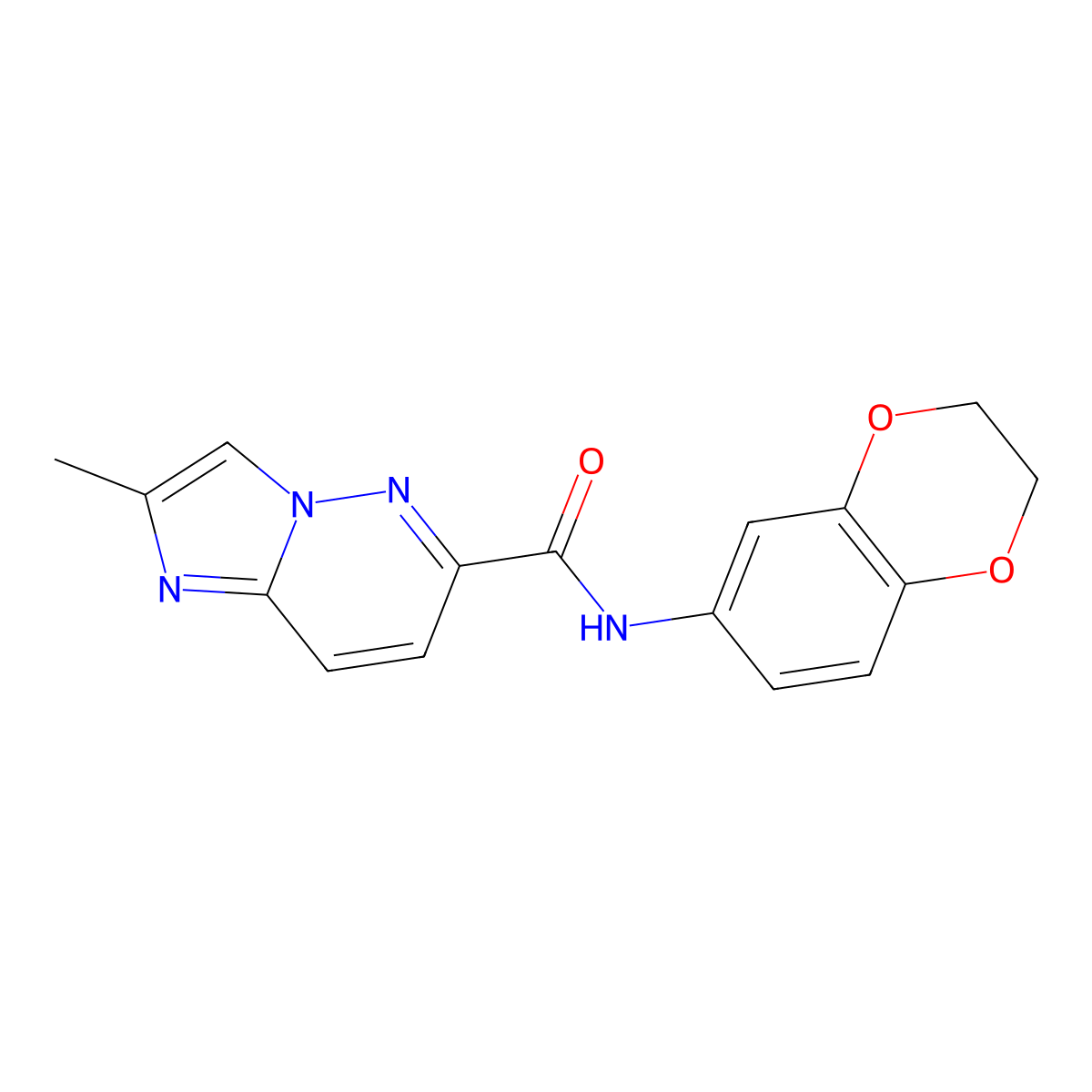 N-(2,3-dihydro-1,4-benzodioxin-6-yl)-2-methylimidazo[1,2-b]pyridazine-6-carboxamide molecular structure, CAS 2640964-68-5