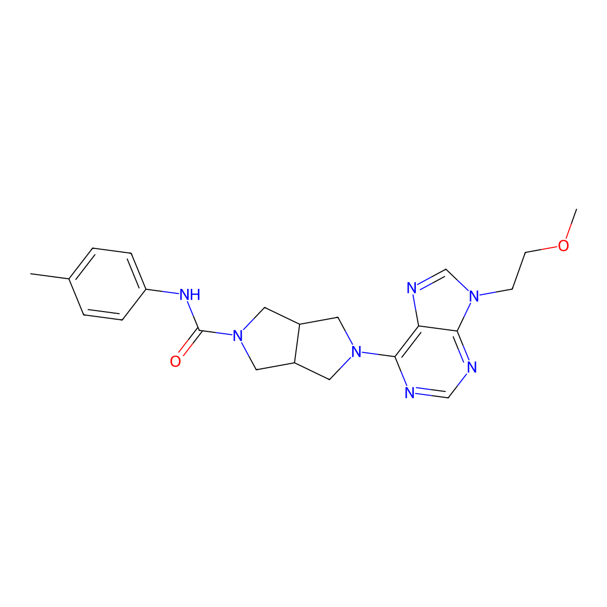 5-[9-(2-methoxyethyl)-9H-purin-6-yl]-N-(4-methylphenyl)-octahydropyrrolo[3,4-c]pyrrole-2-carboxamide molecular structure, CAS 2640964-72-1