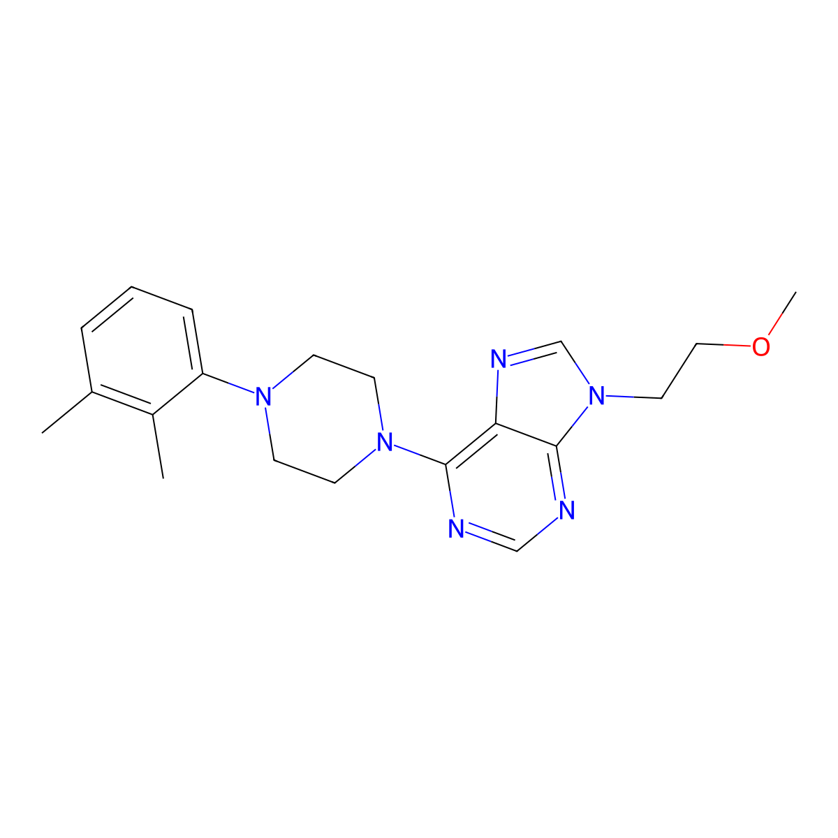 6-[4-(2,3-dimethylphenyl)piperazin-1-yl]-9-(2-methoxyethyl)-9H-purine molecular structure, CAS 2640964-73-2