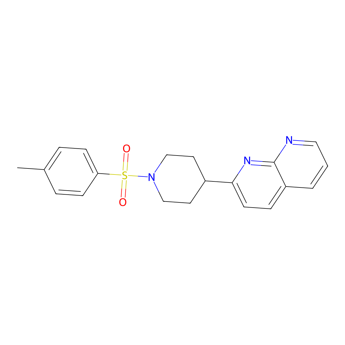 2-[1-(4-Methylbenzenesulfonyl)piperidin-4-yl]-1,8-naphthyridine molecular structure, CAS 2640964-80-1