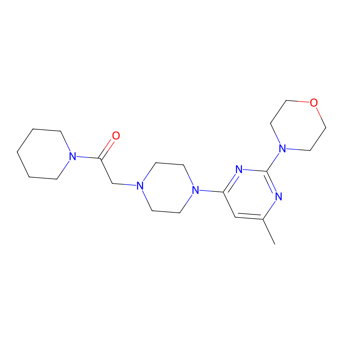 2-{4-[6-Methyl-2-(morpholin-4-yl)pyrimidin-4-yl]piperazin-1-yl}-1-(piperidin-1-yl)ethan-1-one molecular structure, CAS 2640964-88-9