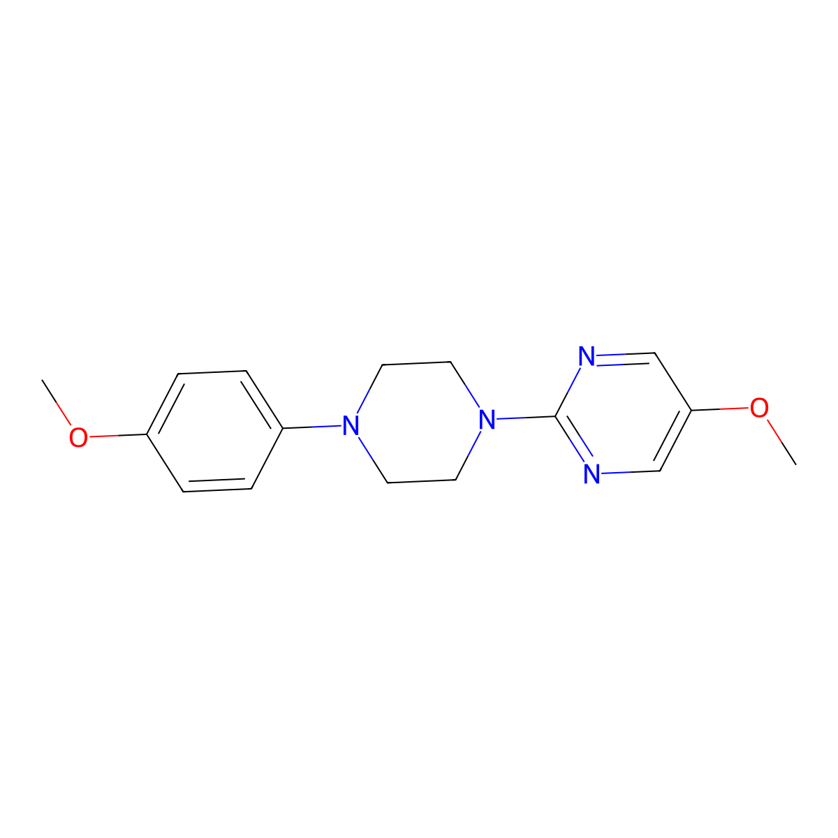 5-Methoxy-2-[4-(4-methoxyphenyl)piperazin-1-yl]pyrimidine molecular structure, CAS 2640964-90-3