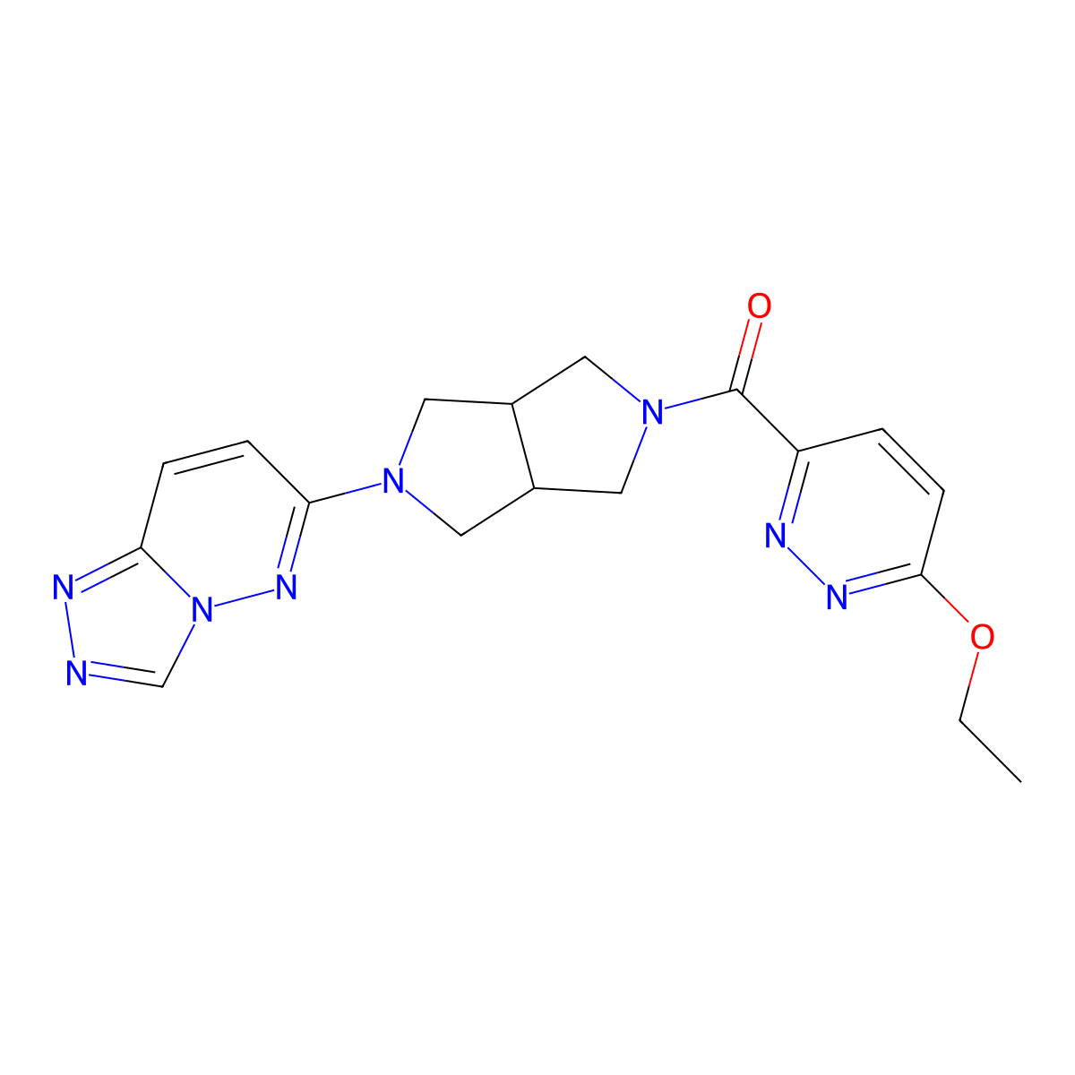 3-Ethoxy-6-(5-{[1,2,4]triazolo[4,3-b]pyridazin-6-yl}-octahydropyrrolo[3,4-c]pyrrole-2-carbonyl)pyridazine molecular structure, CAS 2640964-94-7