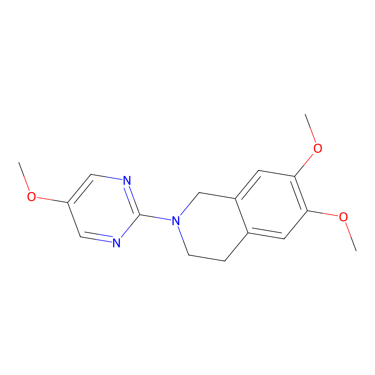 6,7-Dimethoxy-2-(5-methoxypyrimidin-2-yl)-1,2,3,4-tetrahydroisoquinoline molecular structure, CAS 2640964-98-1