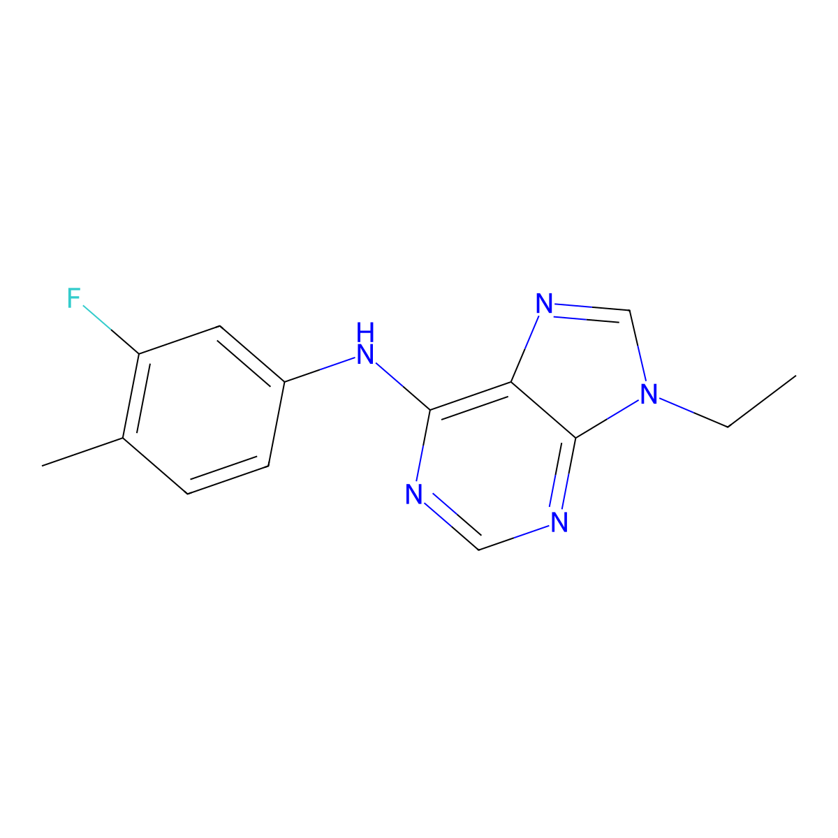9-ethyl-N-(3-fluoro-4-methylphenyl)-9H-purin-6-amine molecular structure, CAS 2640965-04-2