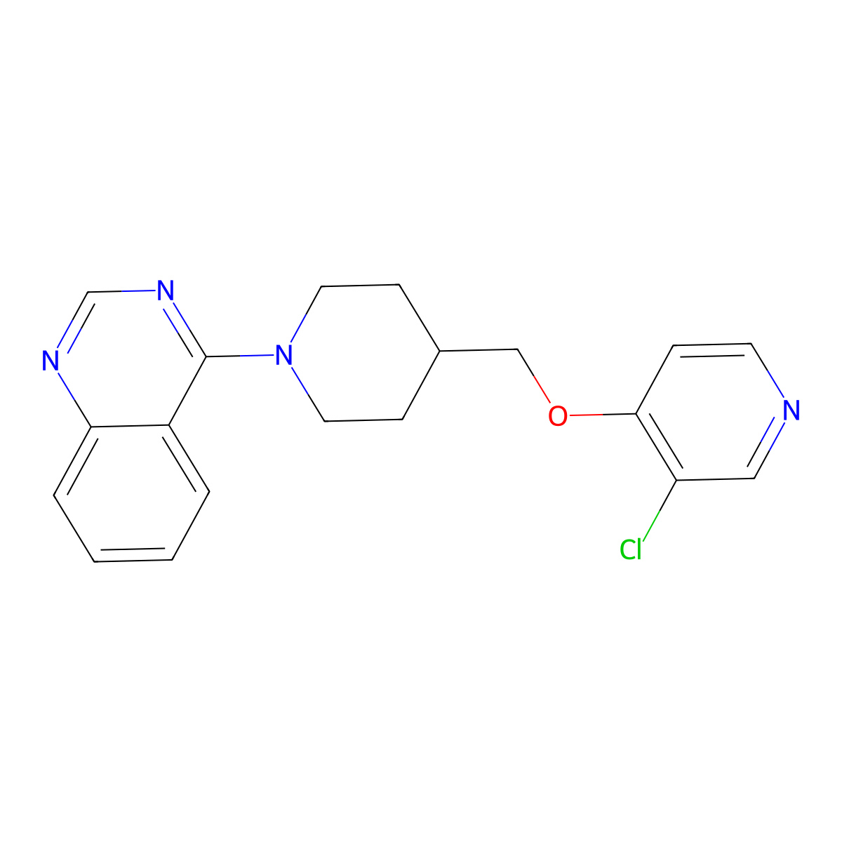 4-(4-{[(3-Chloropyridin-4-yl)oxy]methyl}piperidin-1-yl)quinazoline molecular structure, CAS 2640965-12-2