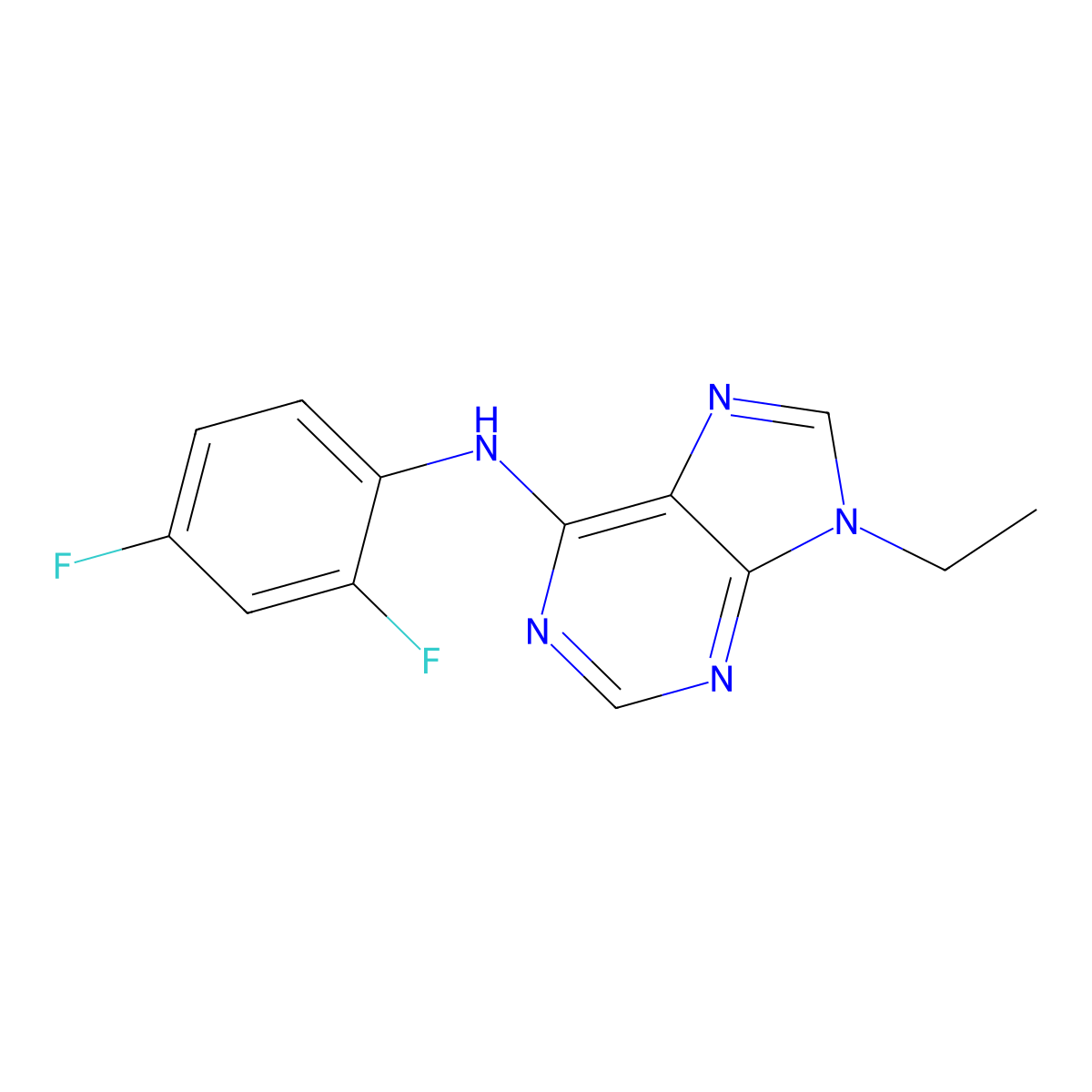 N-(2,4-difluorophenyl)-9-ethyl-9H-purin-6-amine molecular structure, CAS 2640965-19-9