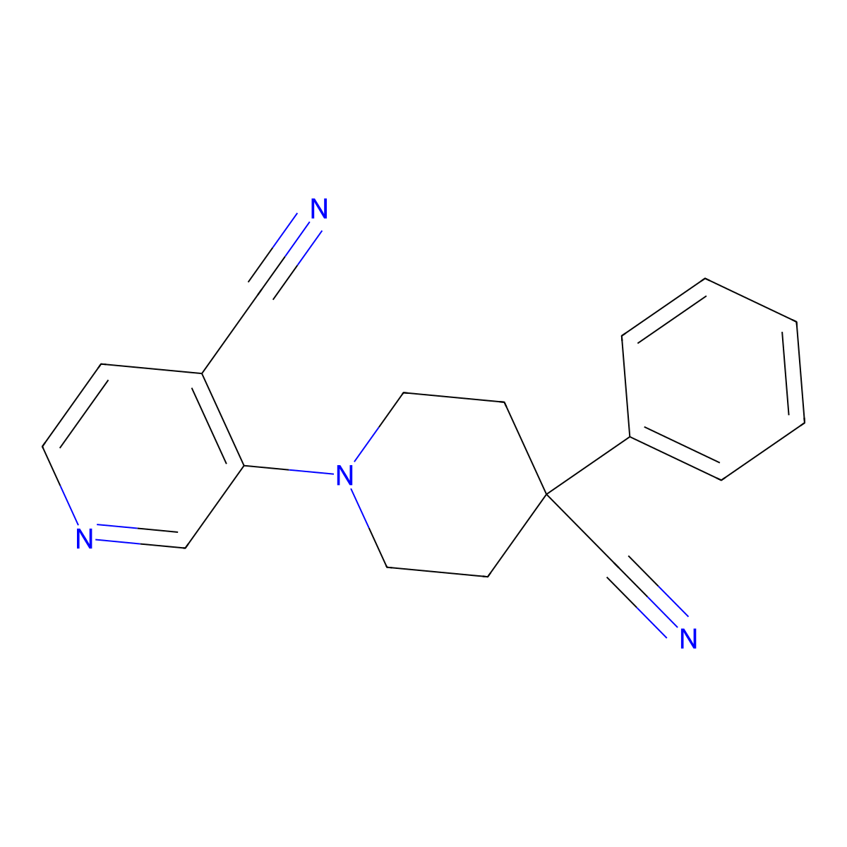 3-(4-Cyano-4-phenylpiperidin-1-yl)pyridine-4-carbonitrile molecular structure, CAS 2640965-25-7