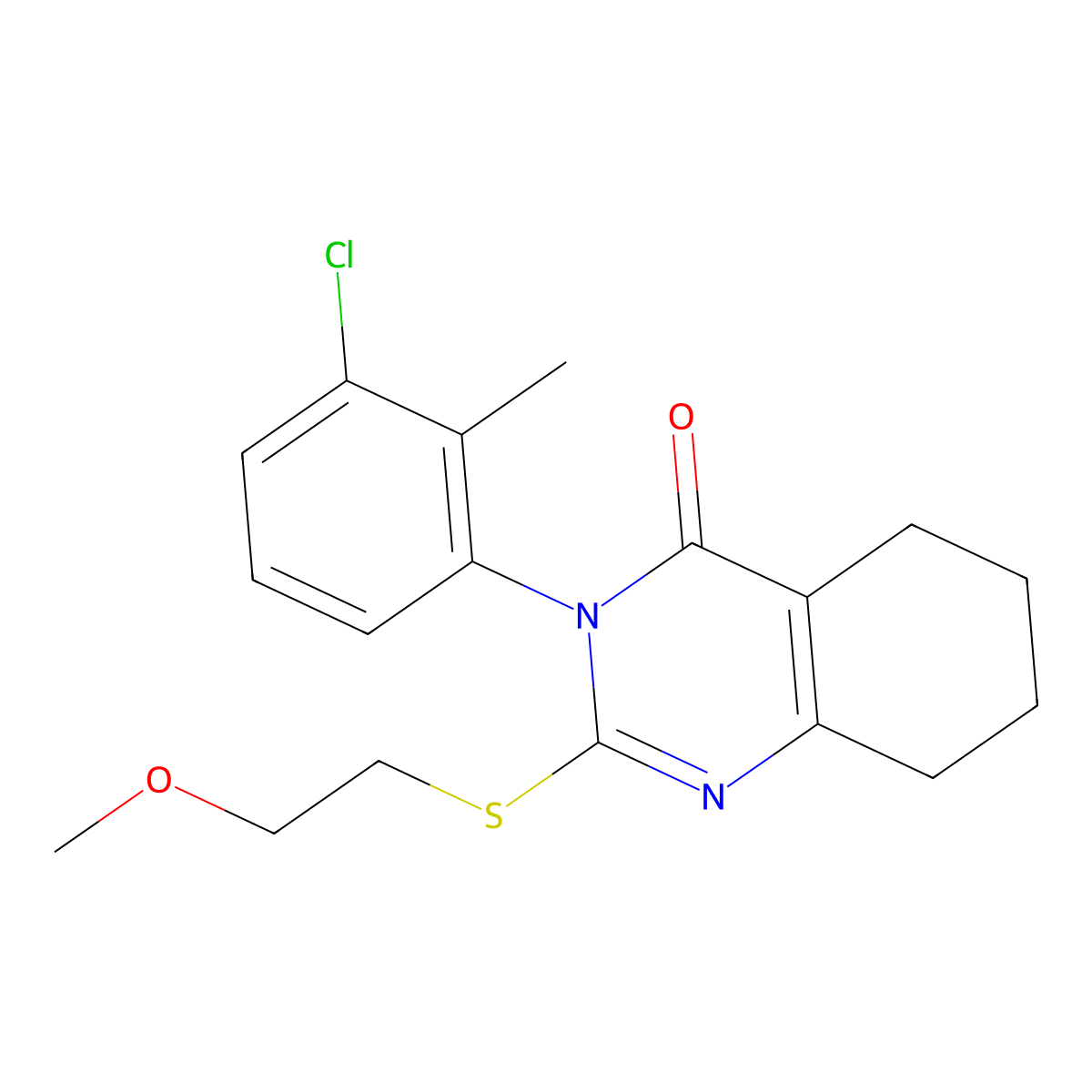 3-(3-Chloro-2-methylphenyl)-2-[(2-methoxyethyl)sulfanyl]-3,4,5,6,7,8-hexahydroquinazolin-4-one molecular structure, CAS 2640965-31-5