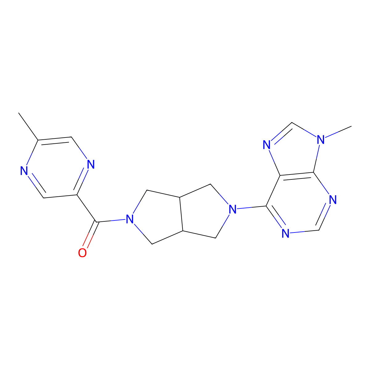 9-methyl-6-[5-(5-methylpyrazine-2-carbonyl)-octahydropyrrolo[3,4-c]pyrrol-2-yl]-9H-purine molecular structure, CAS 2640965-36-0