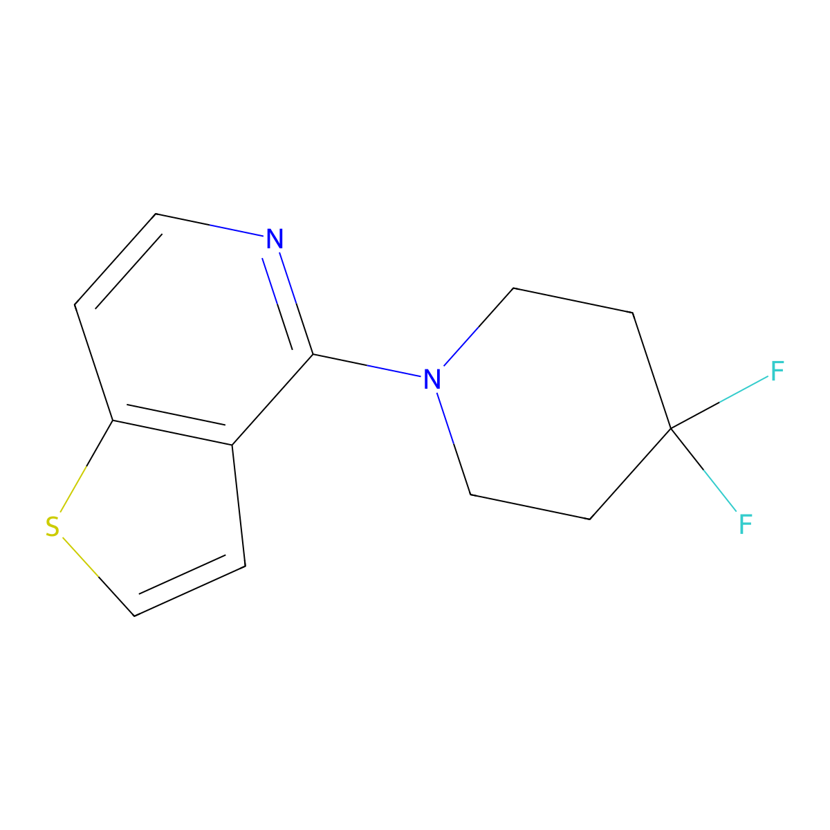 4,4-Difluoro-1-{thieno[3,2-c]pyridin-4-yl}piperidine molecular structure, CAS 2640965-42-8