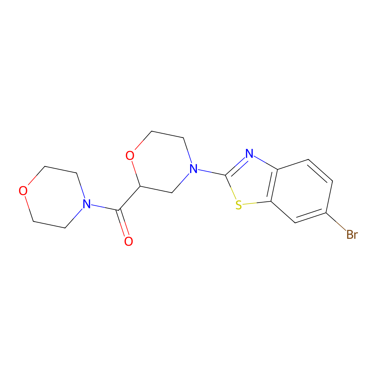 6-Bromo-2-[2-(morpholine-4-carbonyl)morpholin-4-yl]-1,3-benzothiazole molecular structure, CAS 2640965-47-3