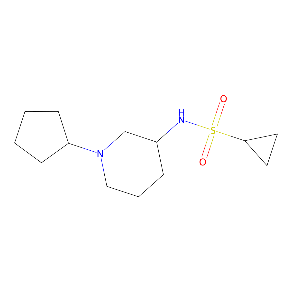 N-(1-cyclopentylpiperidin-3-yl)cyclopropanesulfonamide molecular structure, CAS 2640965-50-8