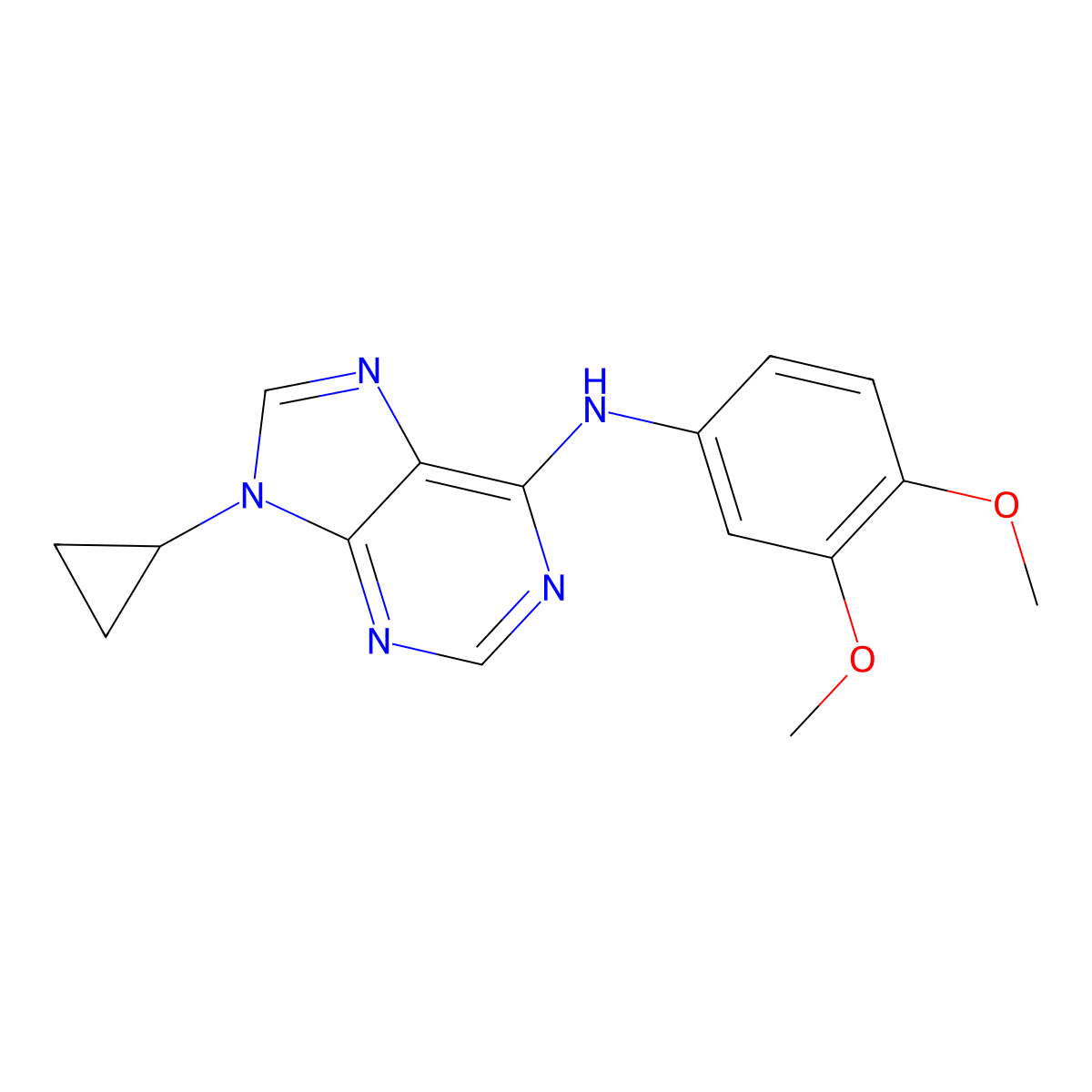 9-cyclopropyl-N-(3,4-dimethoxyphenyl)-9H-purin-6-amine molecular structure, CAS 2640965-51-9