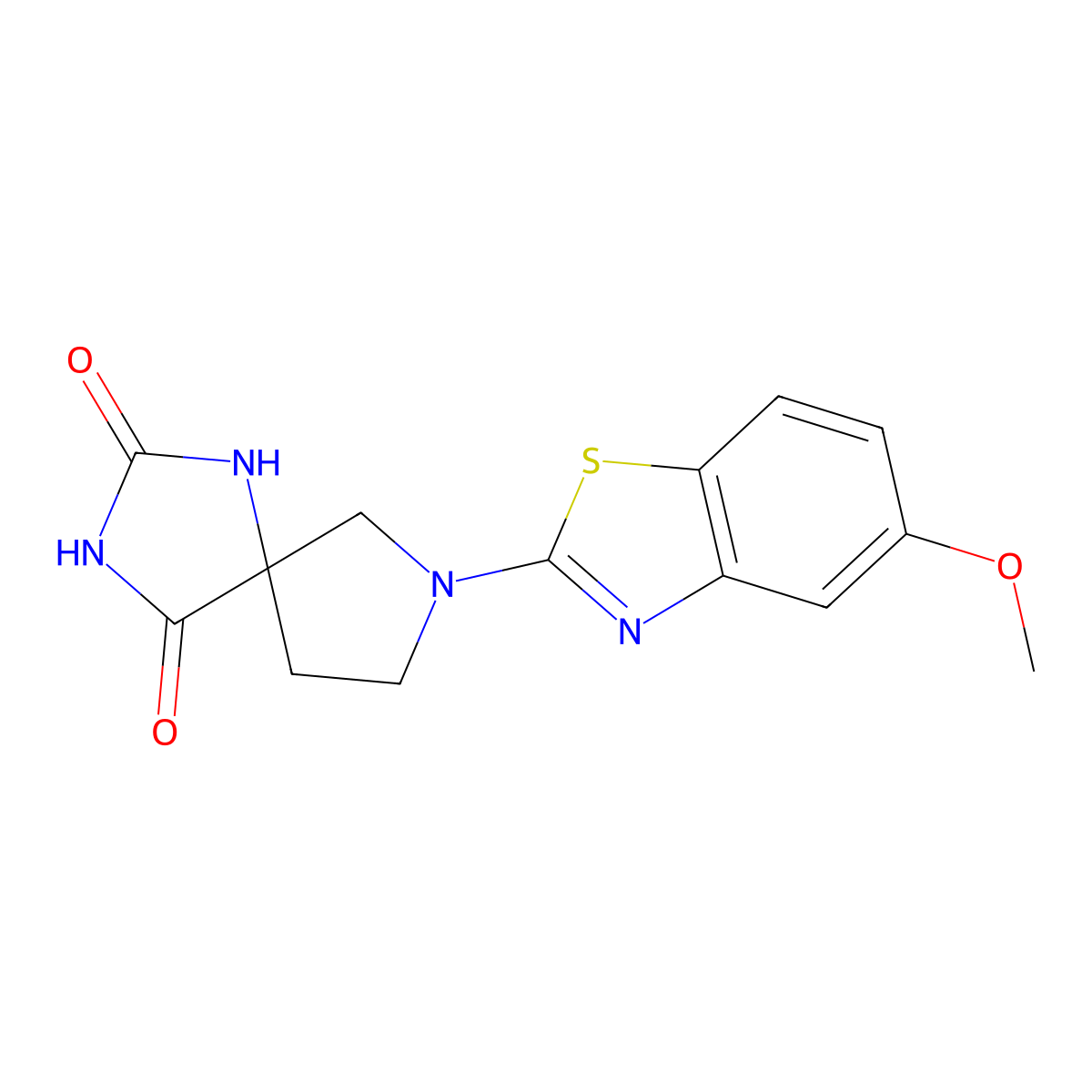 7-(5-Methoxy-1,3-benzothiazol-2-yl)-1,3,7-triazaspiro[4.4]nonane-2,4-dione molecular structure, CAS 2640965-54-2
