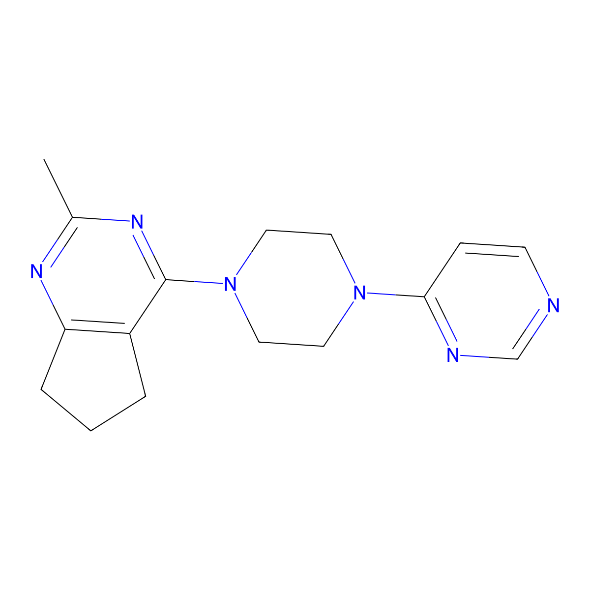 4-(4-{2-methyl-5H,6H,7H-cyclopenta[d]pyrimidin-4-yl}piperazin-1-yl)pyrimidine molecular structure, CAS 2640965-57-5