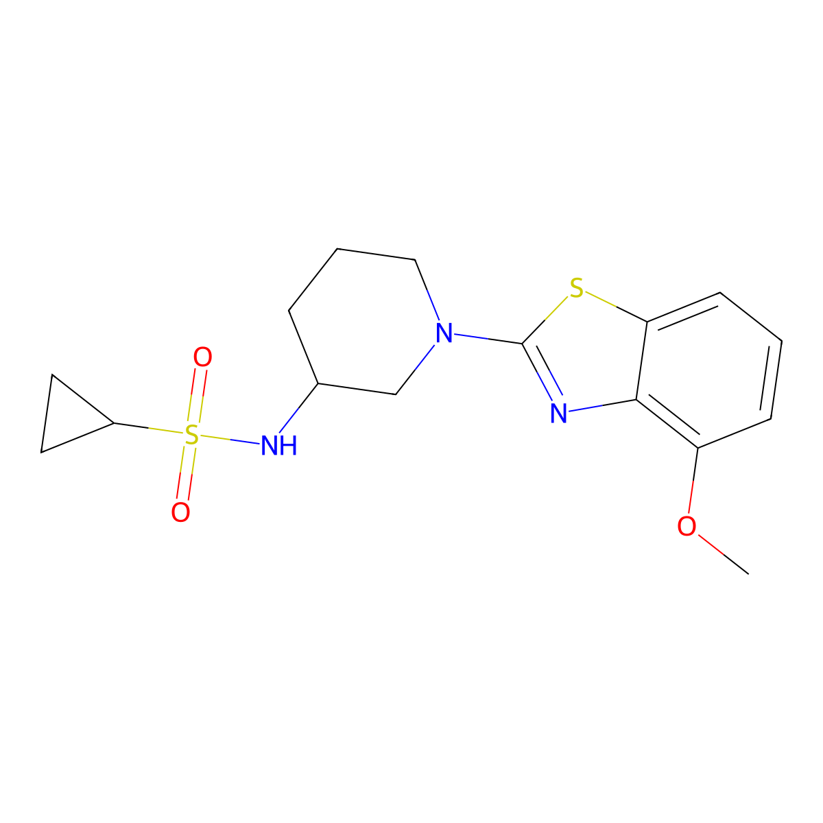 N-[1-(4-methoxy-1,3-benzothiazol-2-yl)piperidin-3-yl]cyclopropanesulfonamide molecular structure, CAS 2640965-58-6