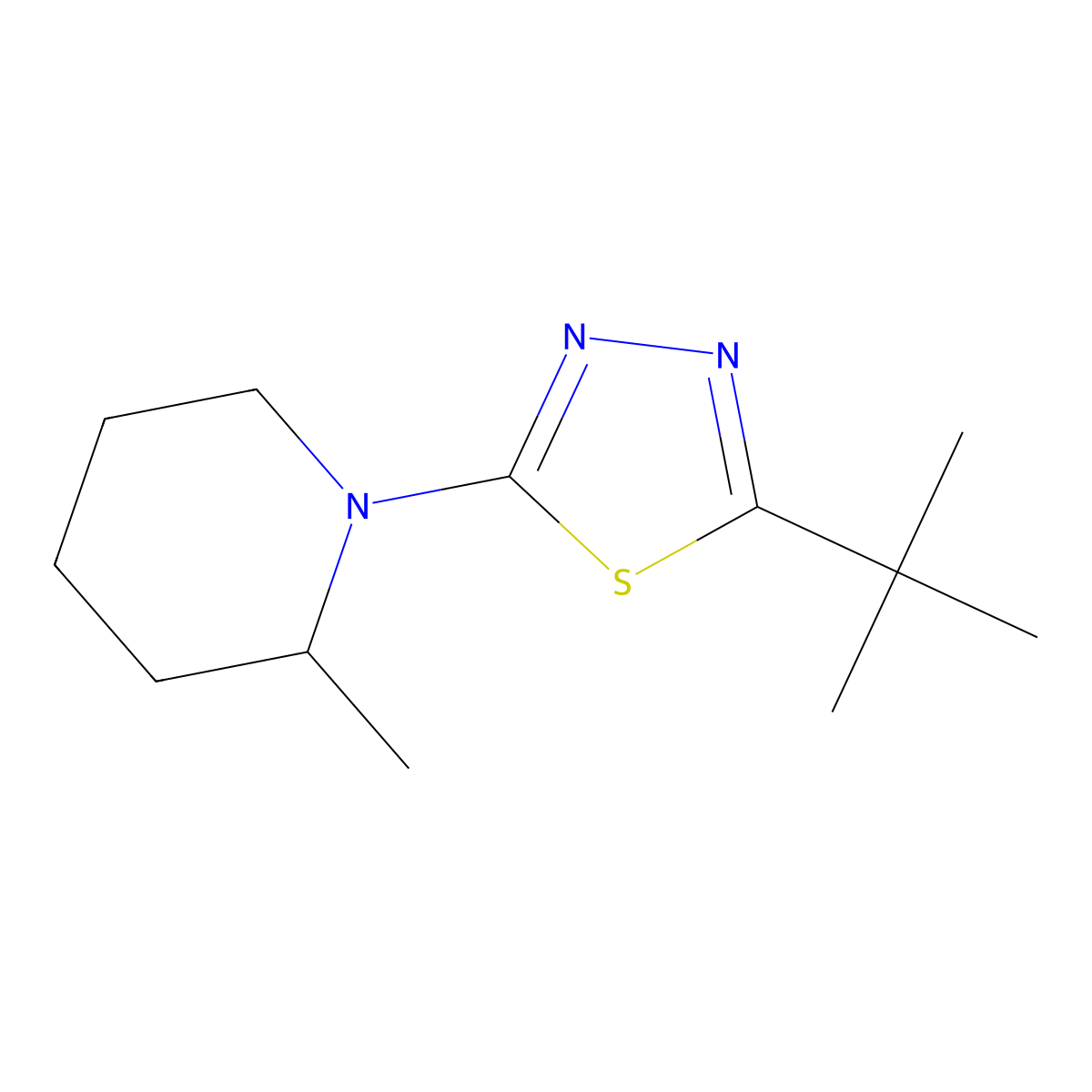 1-(5-Tert-butyl-1,3,4-thiadiazol-2-yl)-2-methylpiperidine molecular structure, CAS 2640965-61-1