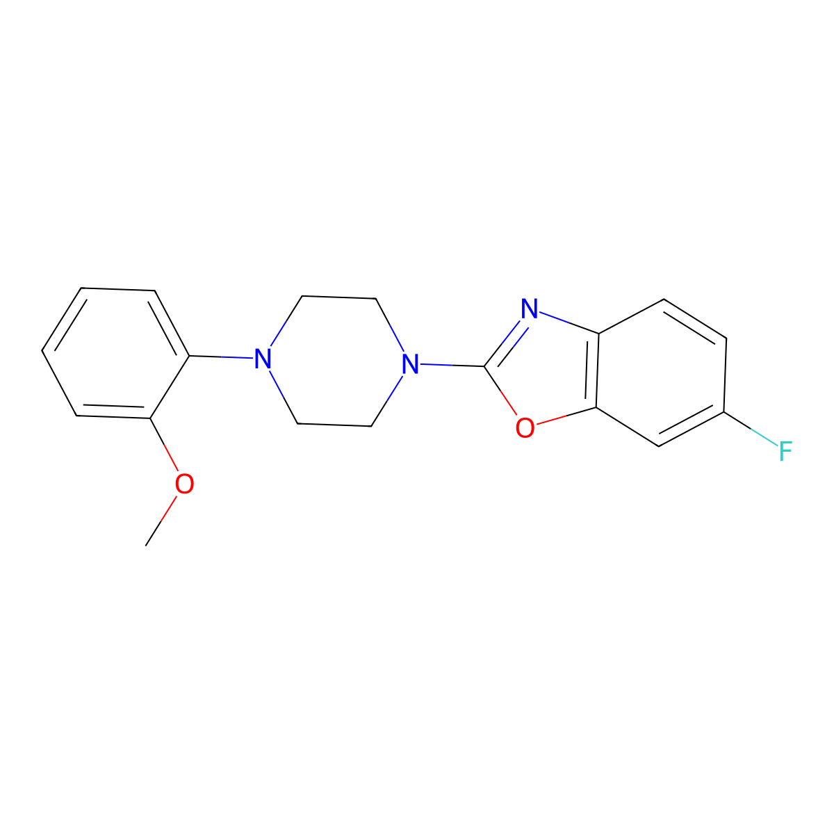 6-Fluoro-2-[4-(2-methoxyphenyl)piperazin-1-yl]-1,3-benzoxazole molecular structure, CAS 2640965-67-7